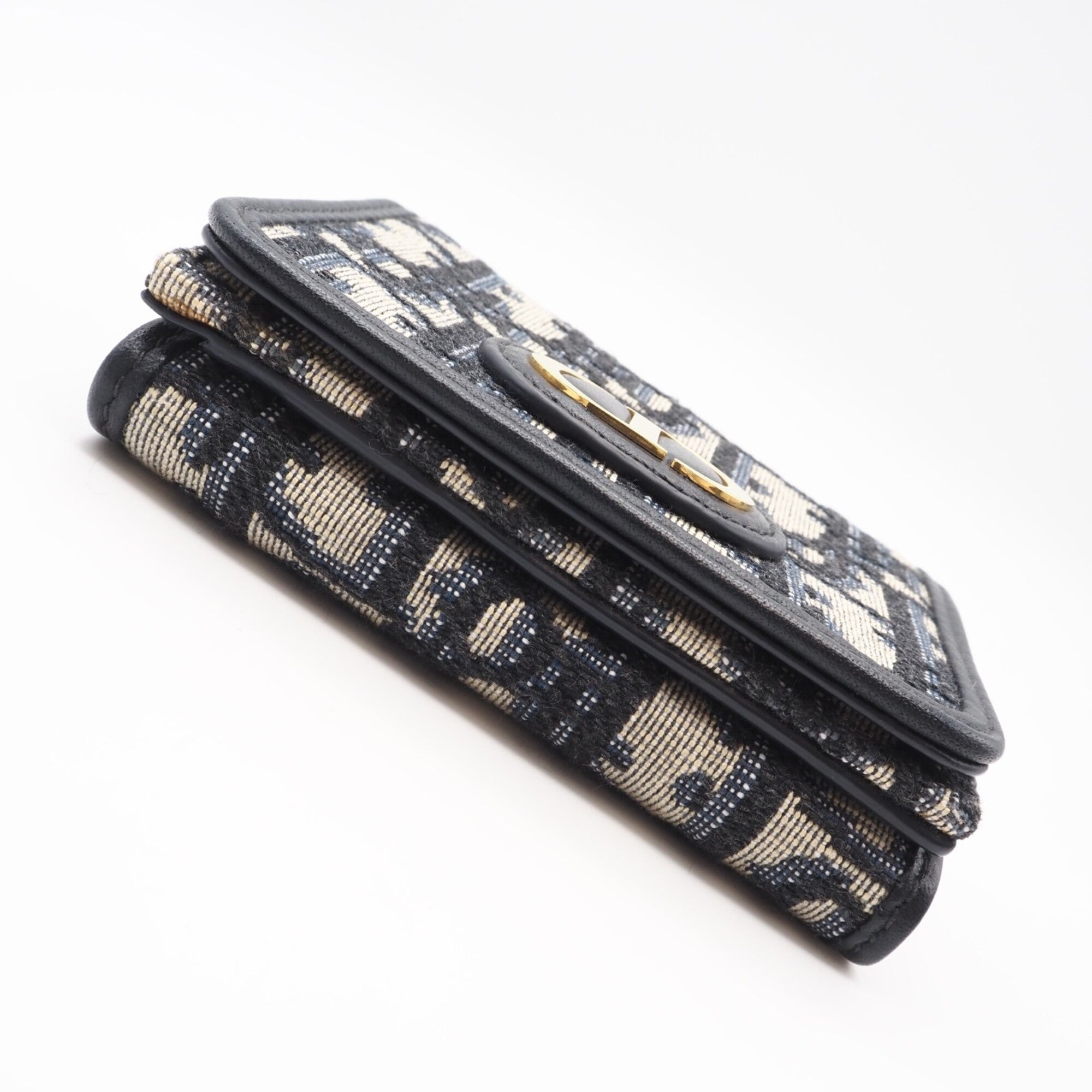 Christian Dior Gray Navy Canvas Wallet (Tri-Fold) (Pre-Owned)
