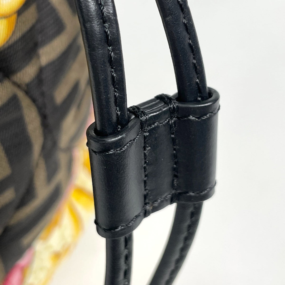 Fendi Black Multi-Color Fabric Leather Handbag (Pre-Owned)