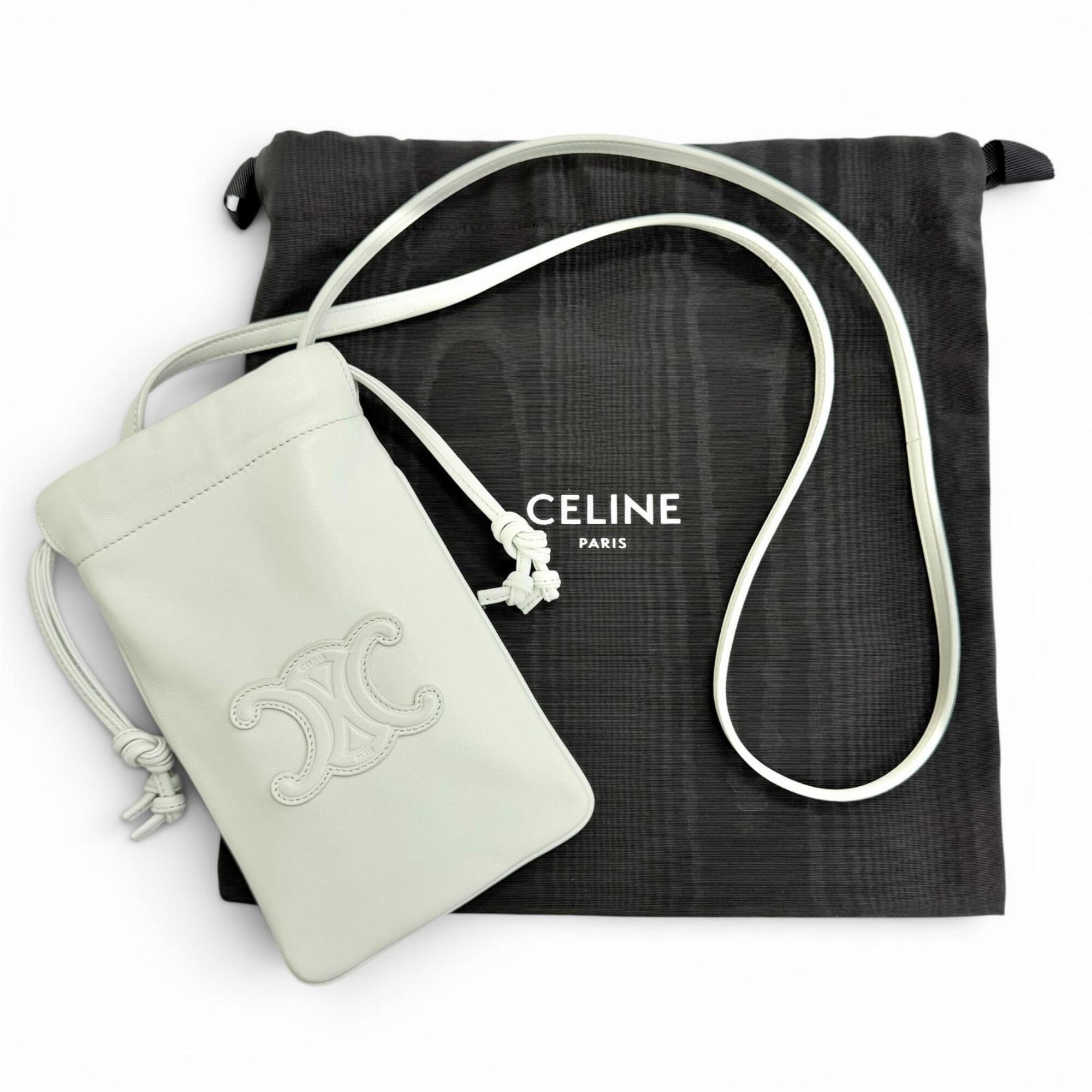 Celine Light Green Leather Pouch Shoulder Bag (Pre-Owned)