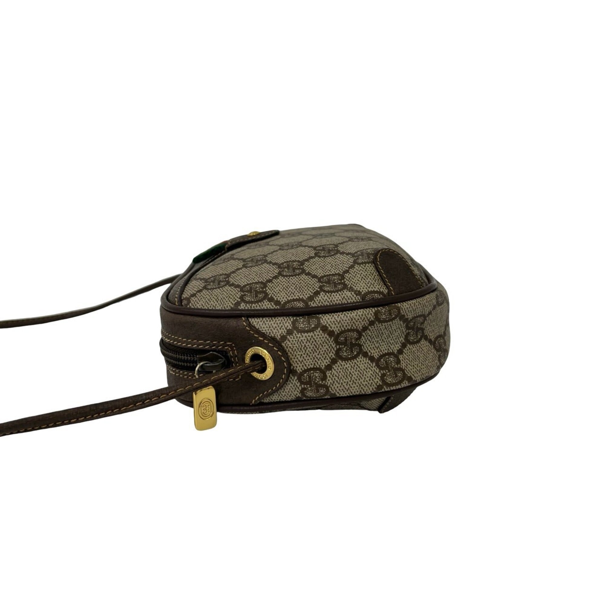 Gucci Brown Green Red Color Leather Pvc Shoulder Bag (Pre-Owned)