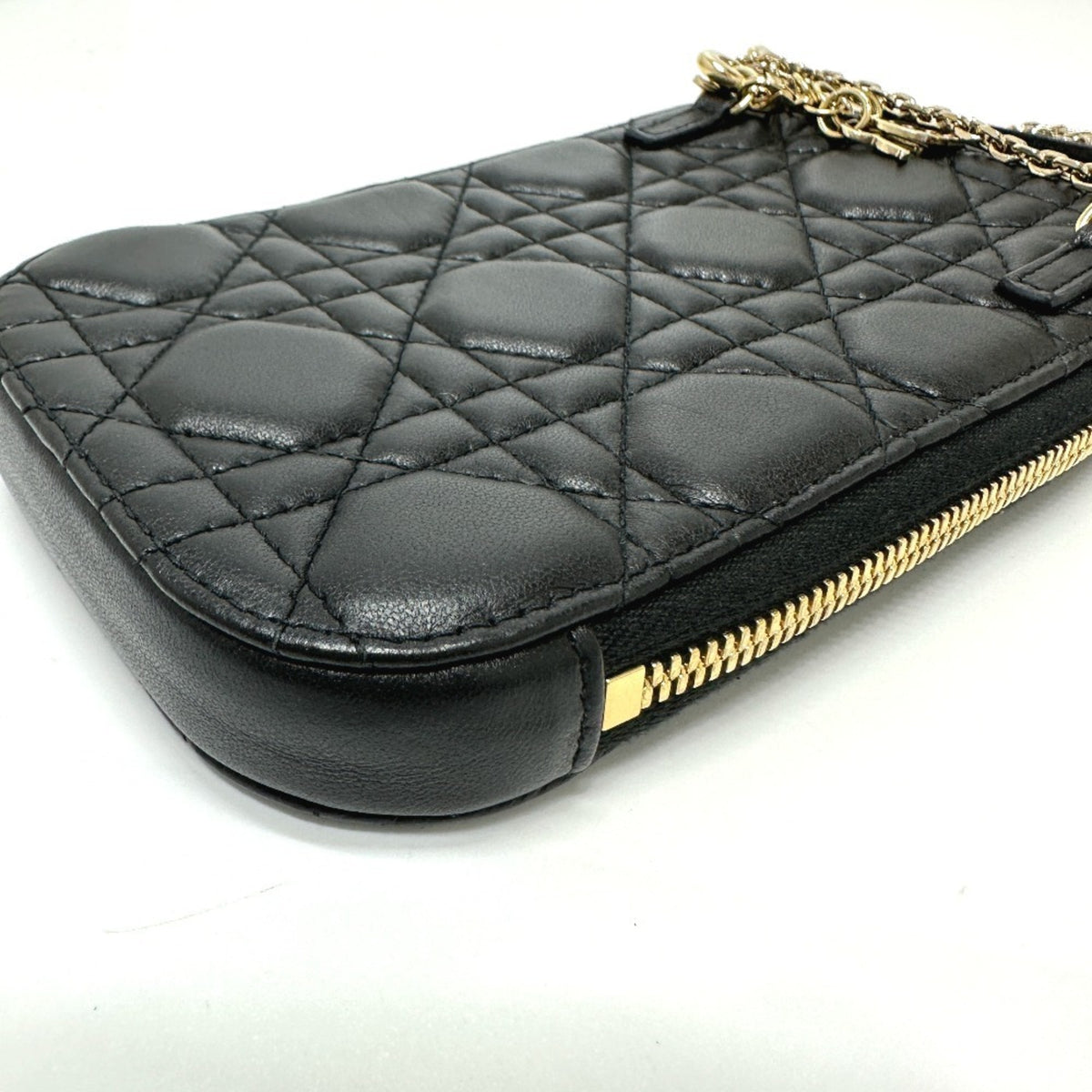 Christian Dior Cannage/Lady Dior Black Leather Shoulder Bag (Pre-Owned)