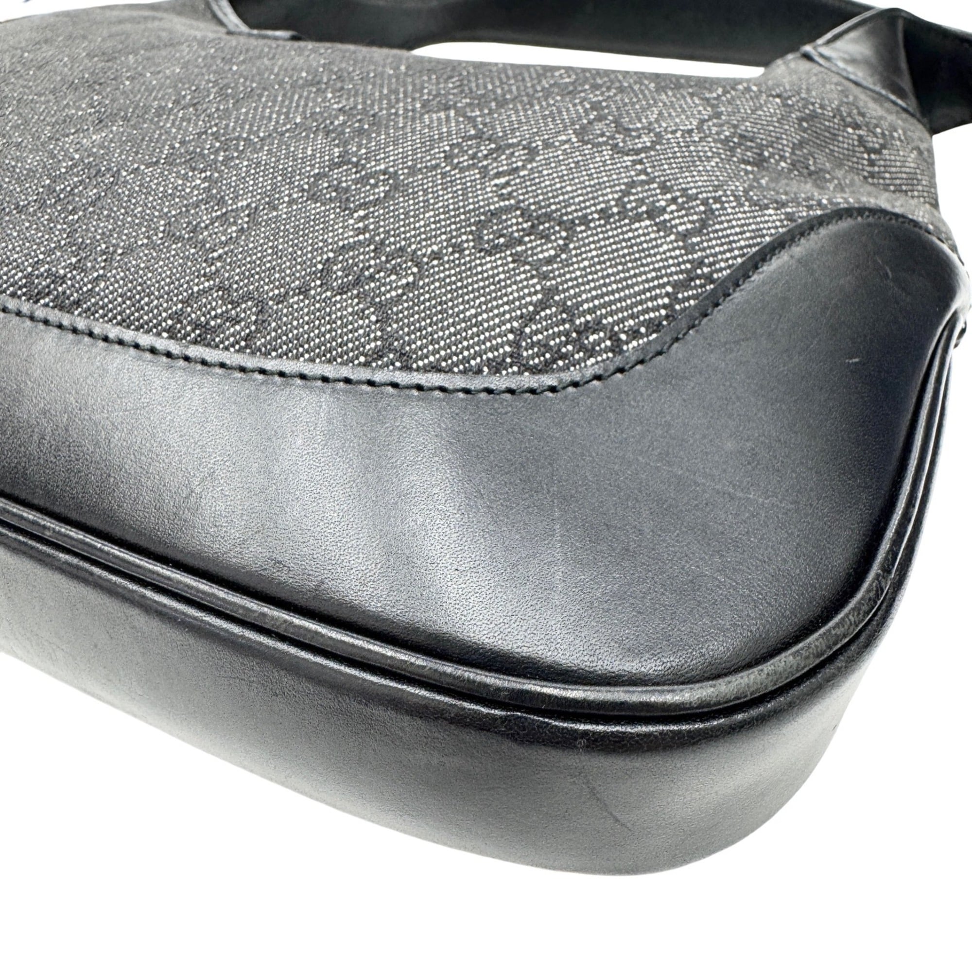 Gucci Black Canvas Leather Shoulder Bag (Pre-Owned)
