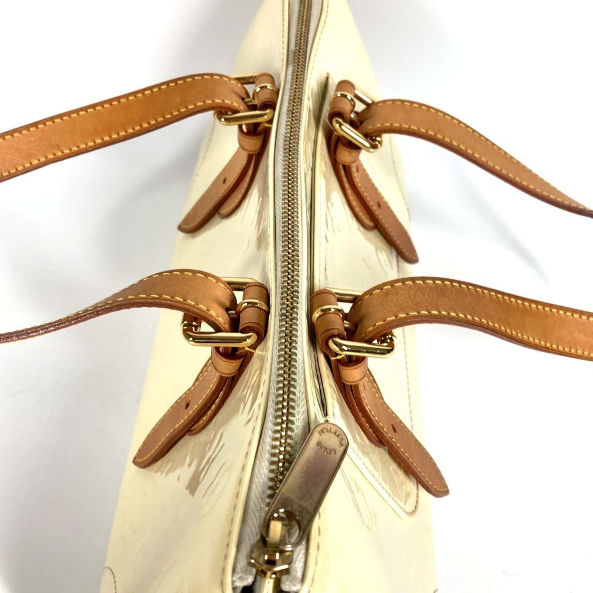 Louis Vuitton Pearl White Monogram Vernis Handbag Shoulder Bag Tote Bag (Pre-Owned)