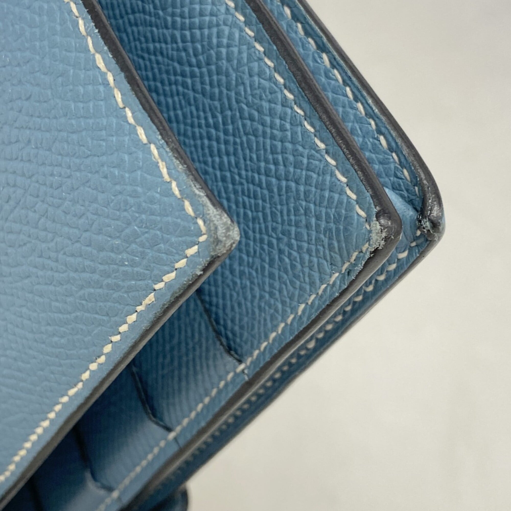 Hermes Blue Jean Epsom Leather Long Wallet (Bi-Fold) (Pre-Owned)