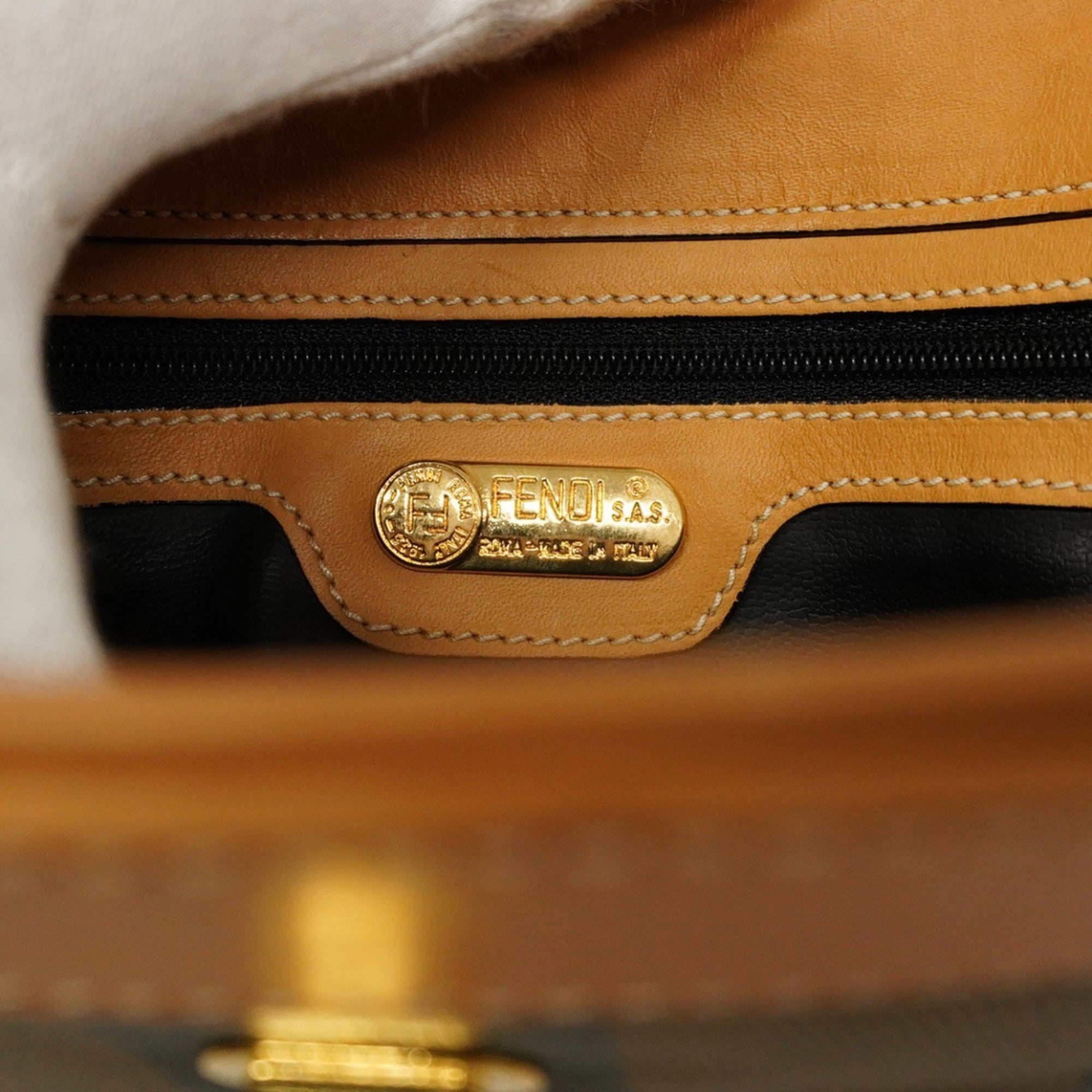 Fendi Beige Black Pvc Clutch Bag (Pre-Owned)