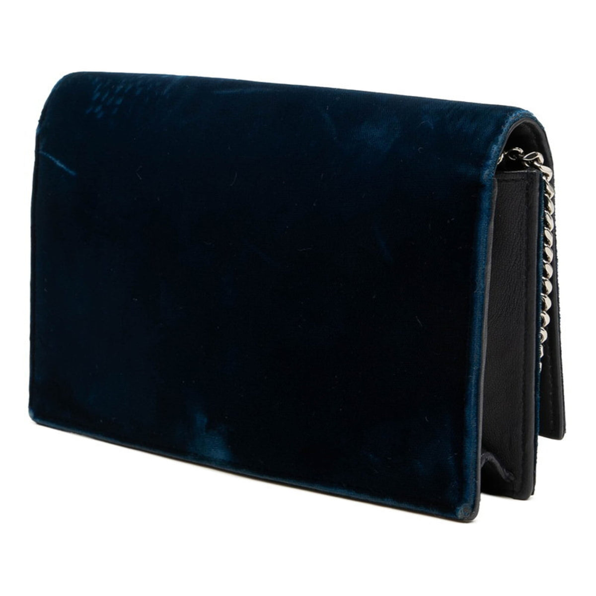 Saint Laurent Navy Silver Rhinestone Leather Shoulder Bag (Pre-Owned)