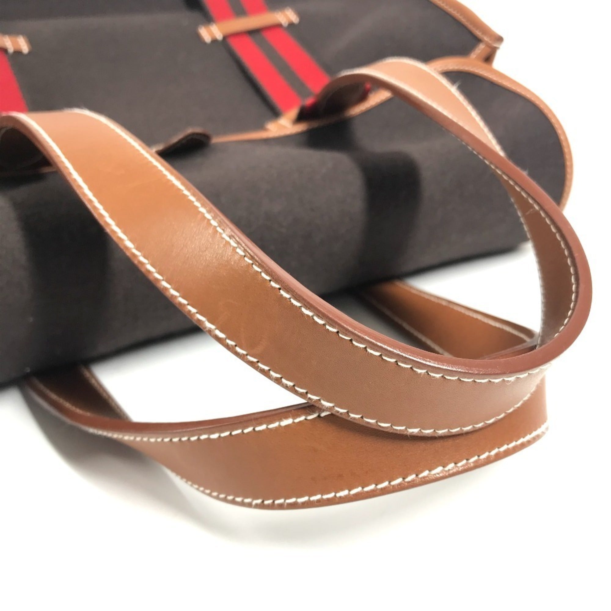 Hermes Brown Red Color Leather Silicone Handbag Tote Bag (Pre-Owned)