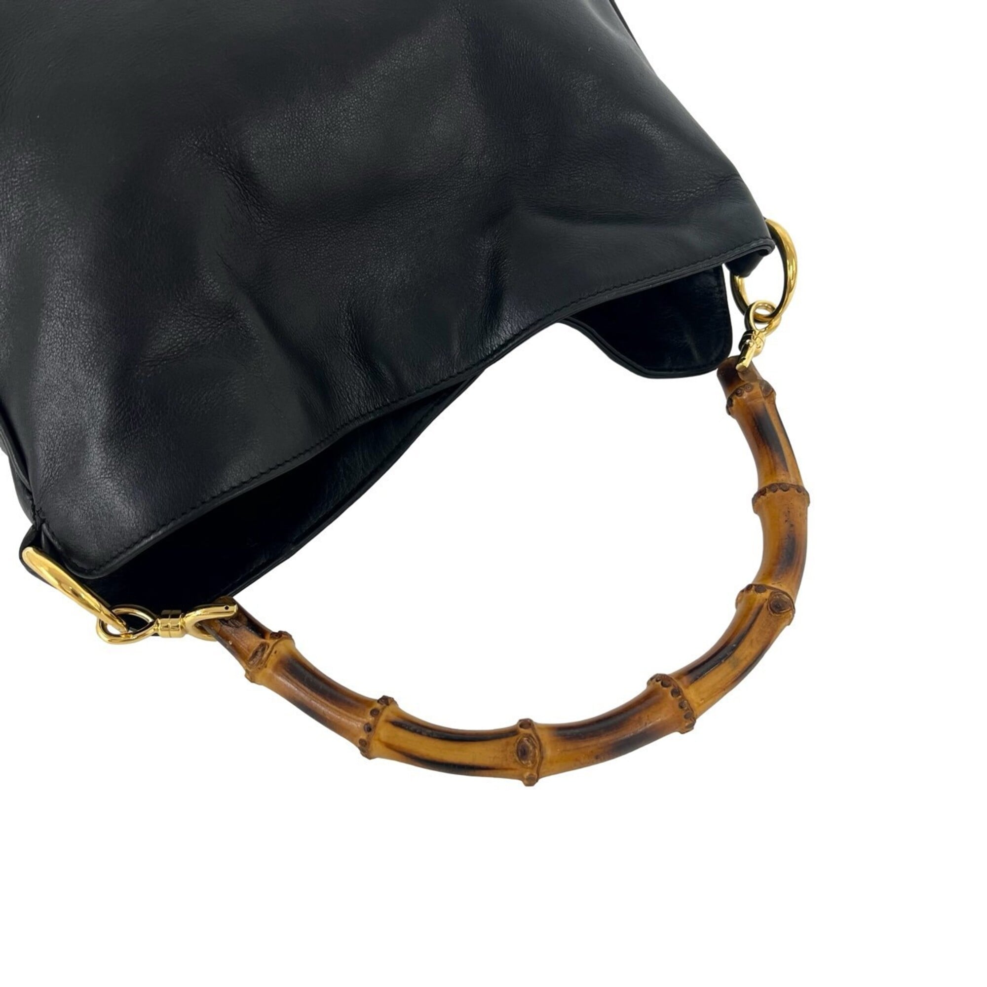Gucci Black Leather Handbag Shoulder Bag Tote Bag (Pre-Owned)