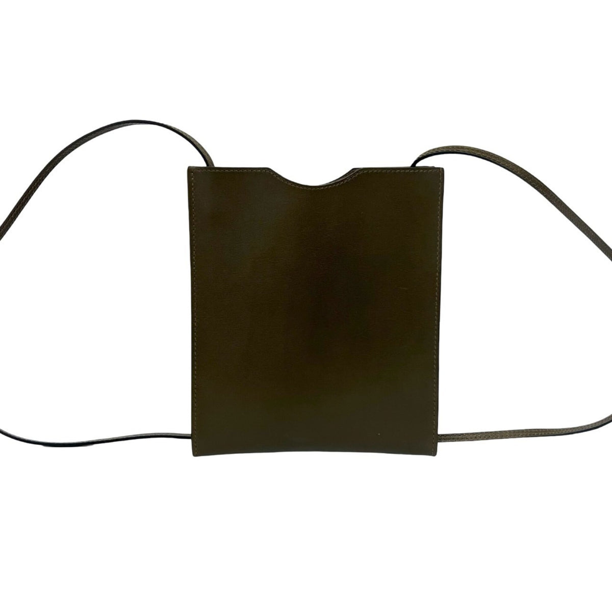 Hermes Khaki Box Calf Leather Pochette Shoulder Bag (Pre-Owned)