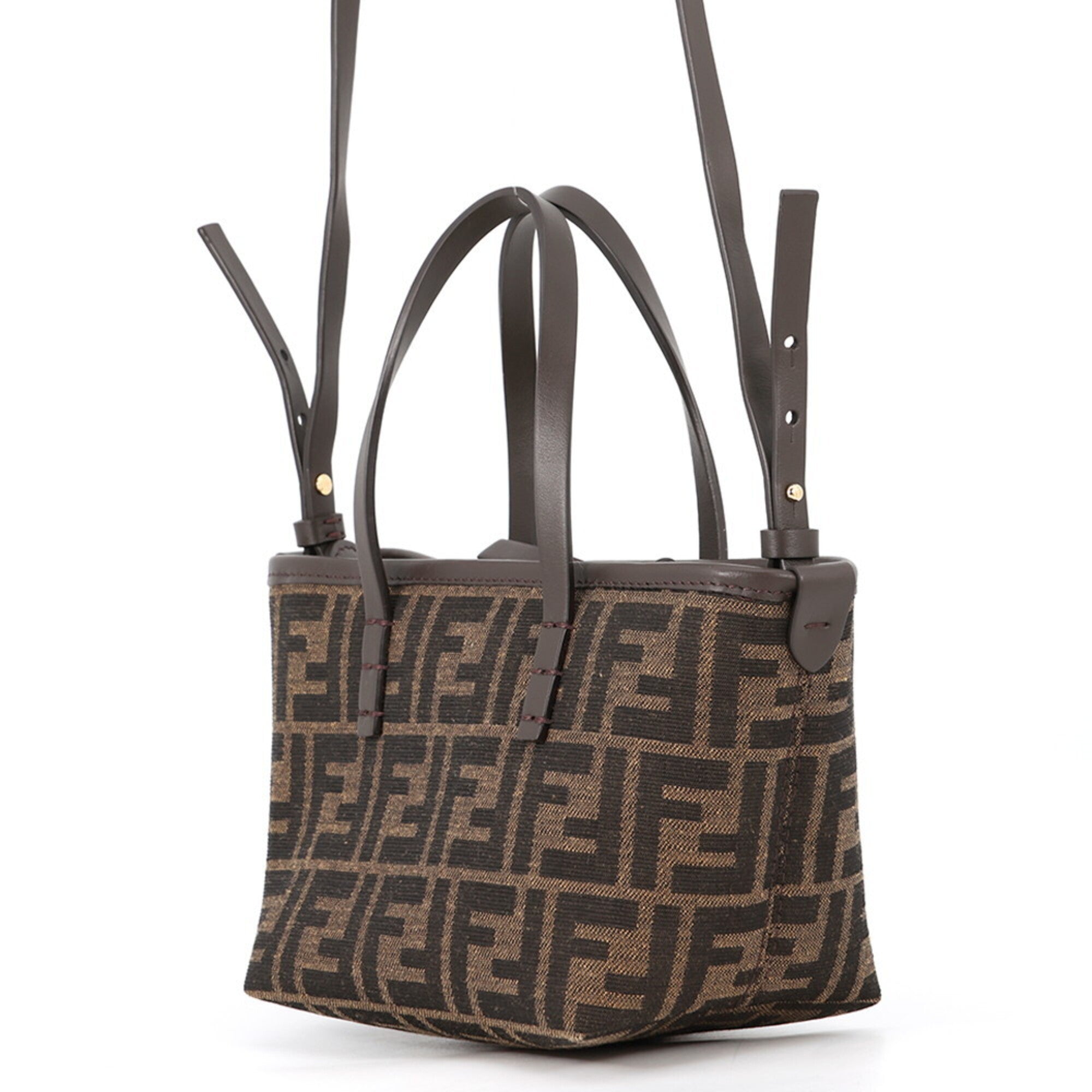 Fendi Brown Canvas Leather Handbag Shoulder Bag (Pre-Owned)