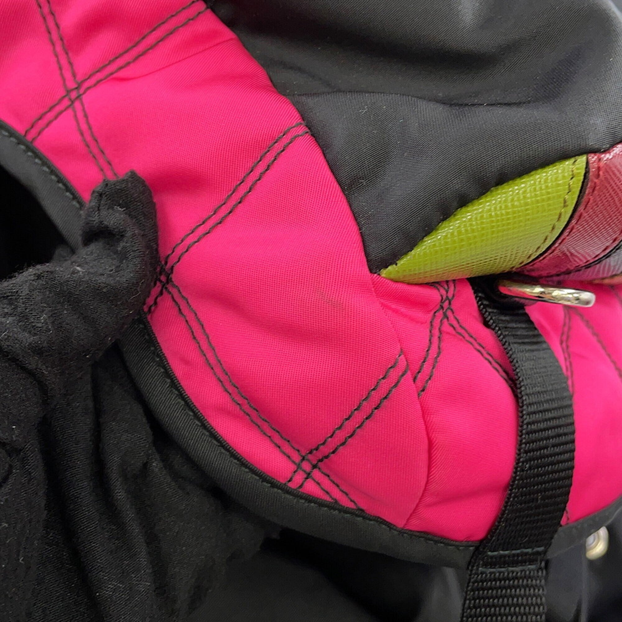 Prada Black Multi-Color Nylon Leather Backpack (Pre-Owned)
