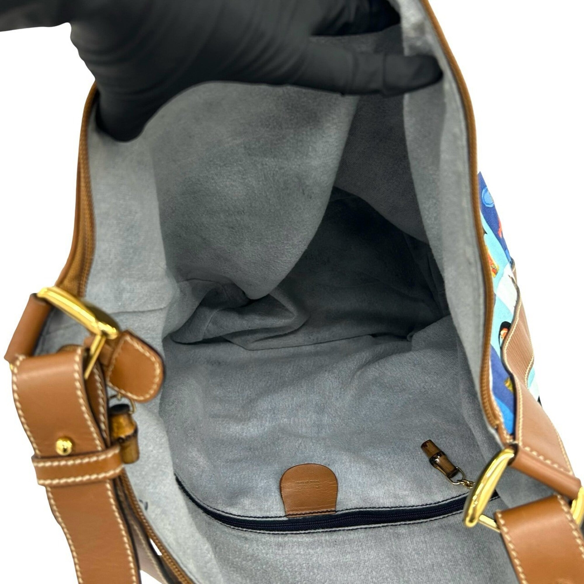Gucci Brown Multi-Color Canvas Leather Shoulder Bag (Pre-Owned)