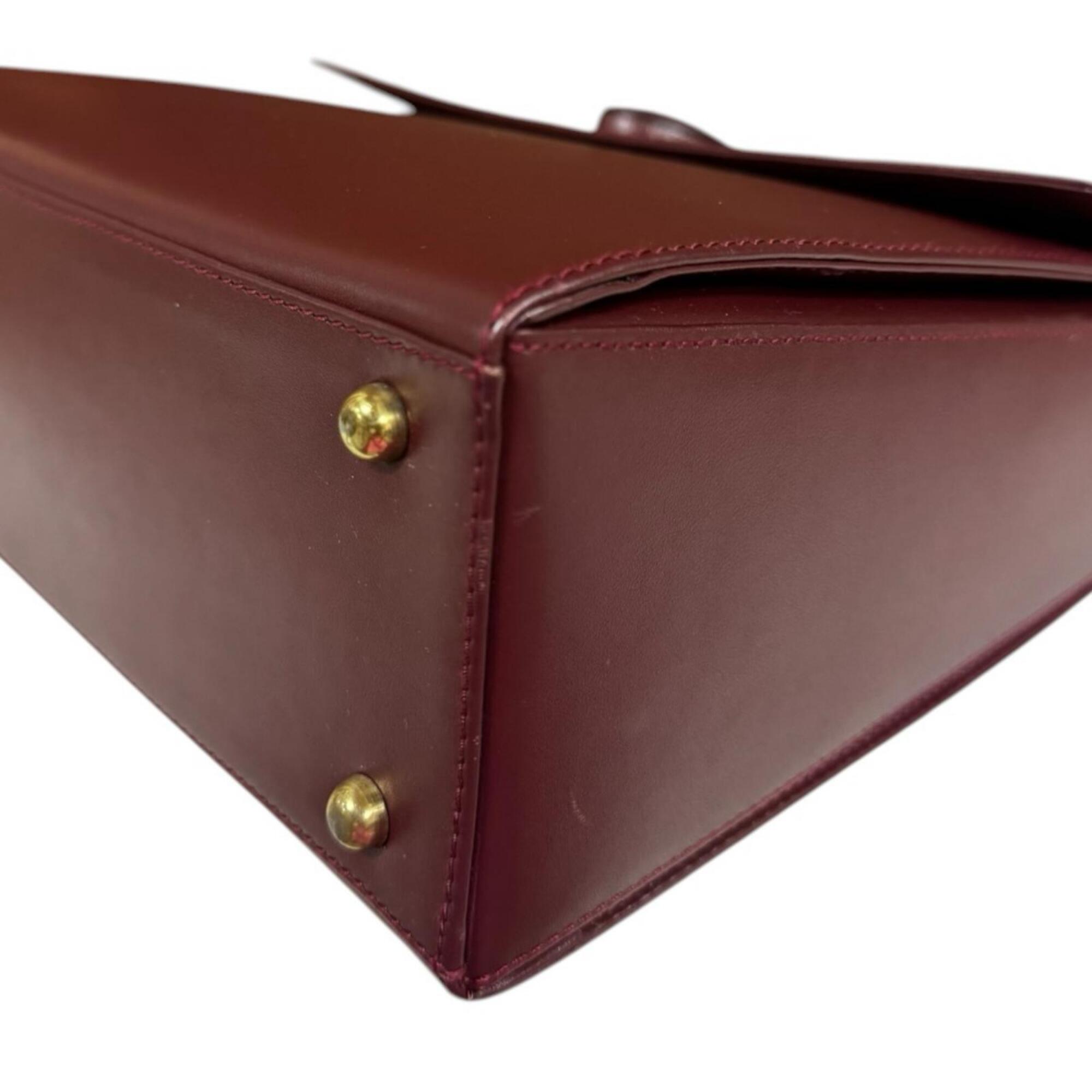 Cartier Bordeaux Red Color Leather Handbag (Pre-Owned)