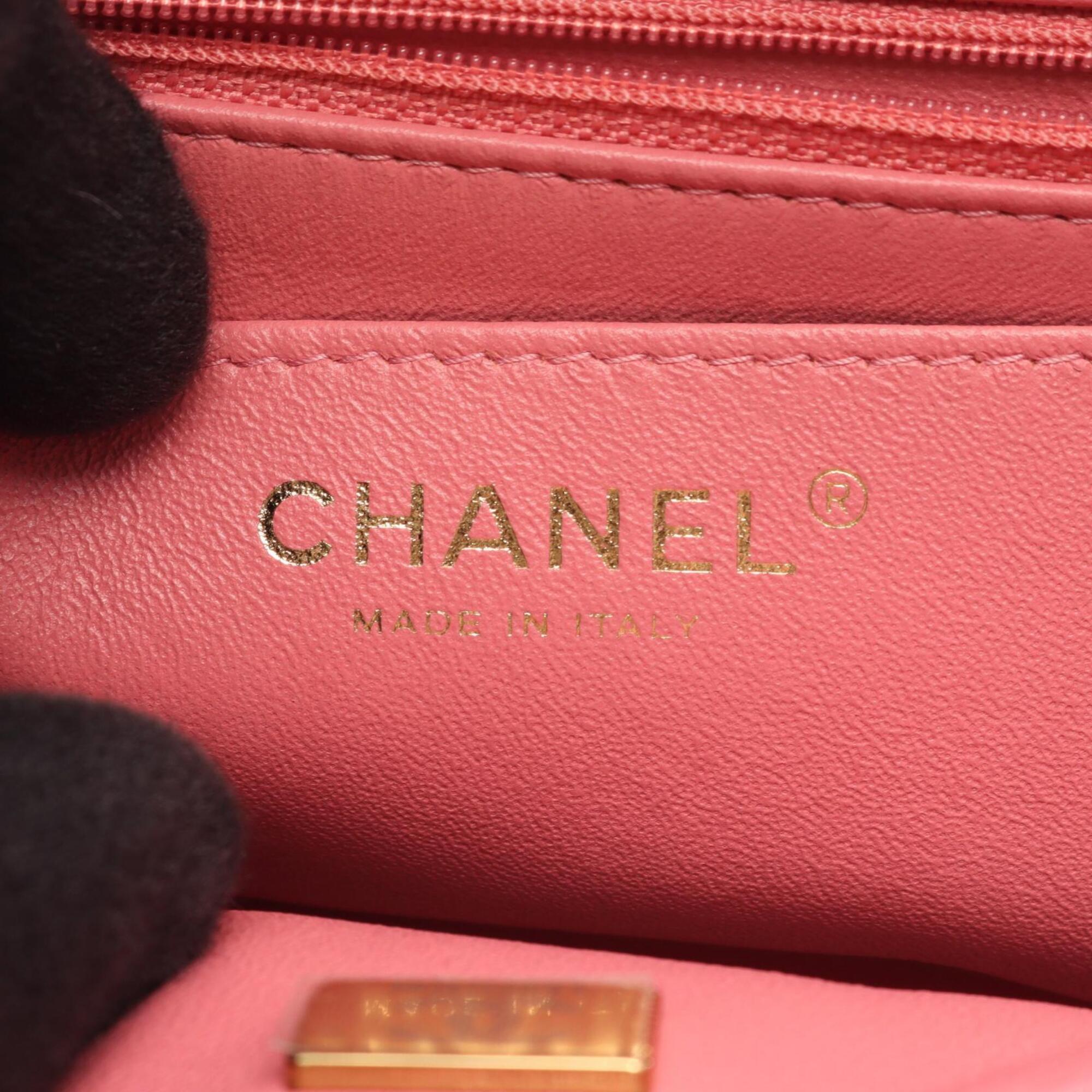 Chanel Pink Leather Handbag Shoulder Bag (Pre-Owned)