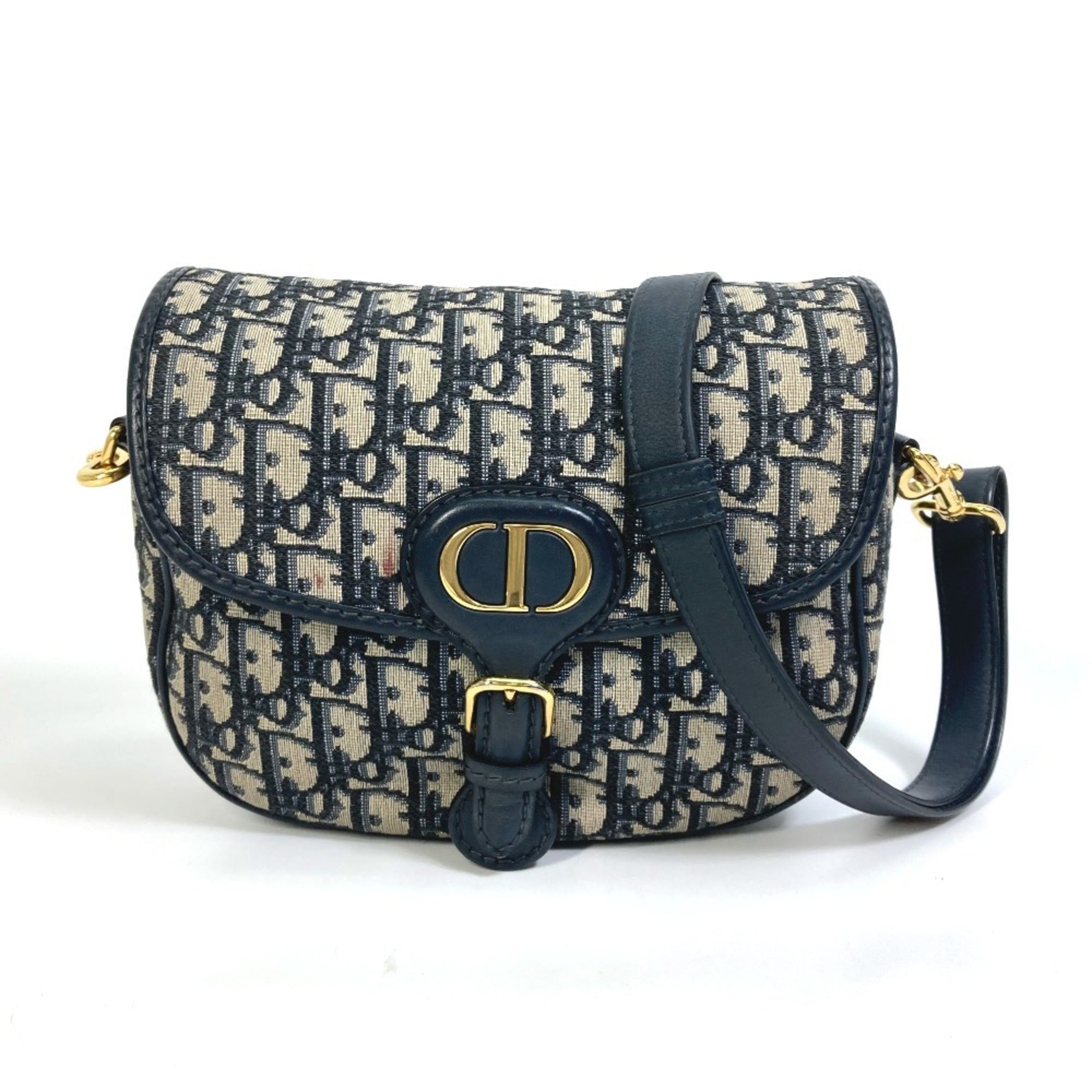 Christian Dior Navy Canvas Leather Pochette Shoulder Bag (Pre-Owned)