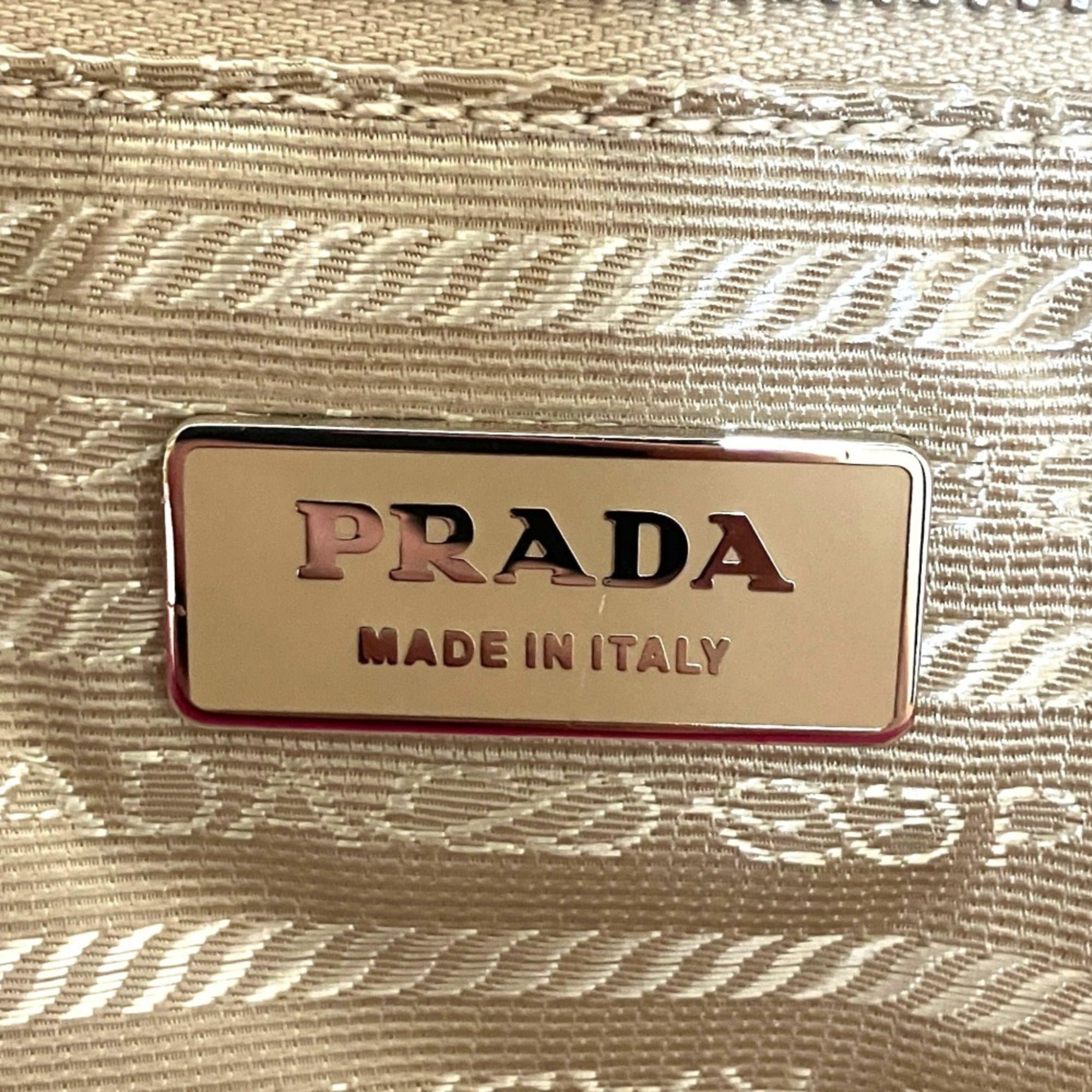 Prada Beige Pink Canvas Tote Bag (Pre-Owned)