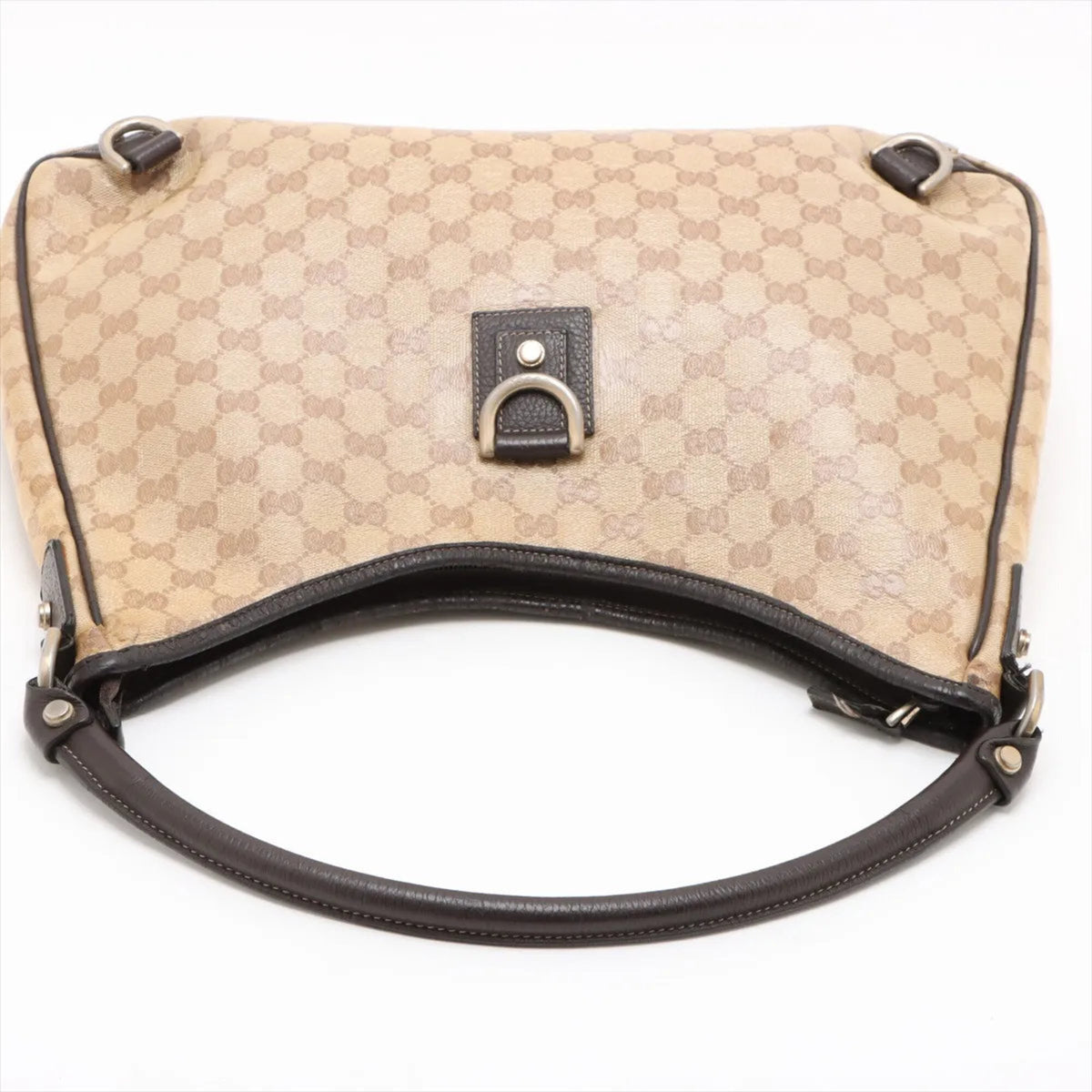 Gucci Brown Leather Coated Canvas Handbag Shoulder Bag Tote Bag (Pre-Owned)