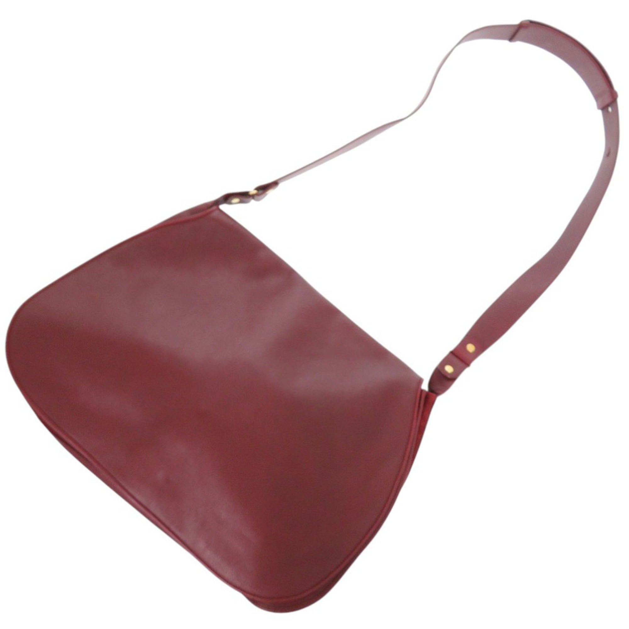 Cartier Bordeaux Red Color Leather Shoulder Bag (Pre-Owned)