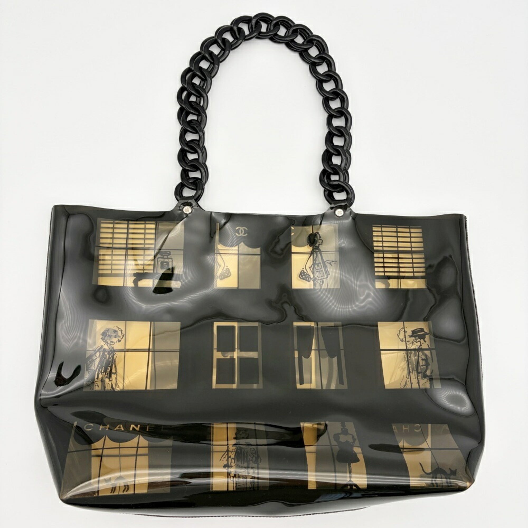 Chanel Black Clear Vinyl Plastic Tote Bag (Pre-Owned)