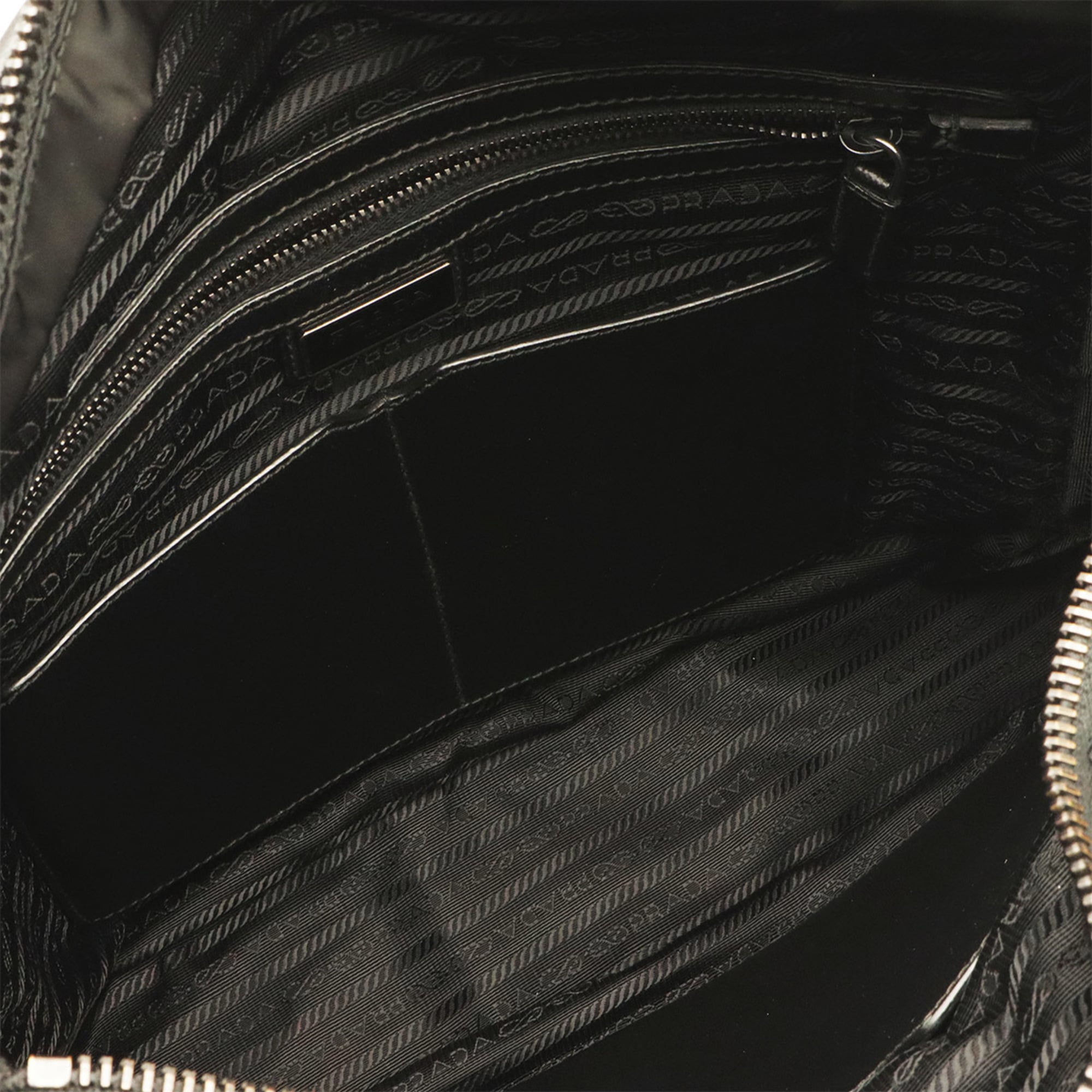 Prada Black Nylon Leather Handbag Shoulder Bag Tote Bag (Pre-Owned)
