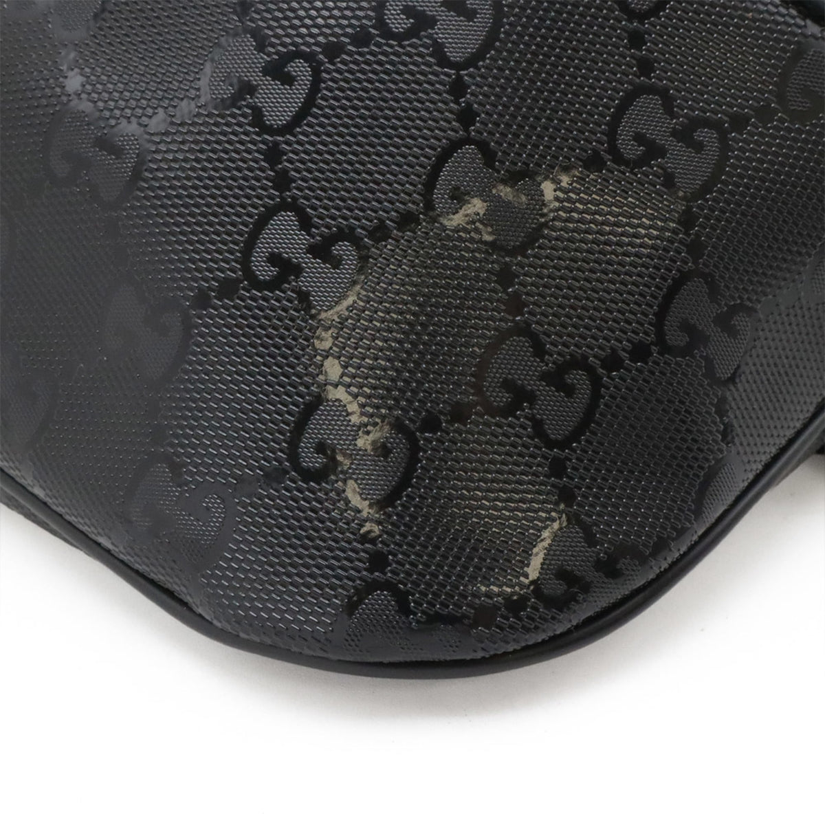 Gucci Gg Imprimé Black Coated Canvas Pvc Leather Fanny Pack Pouch Sling Bag (Pre-Owned)