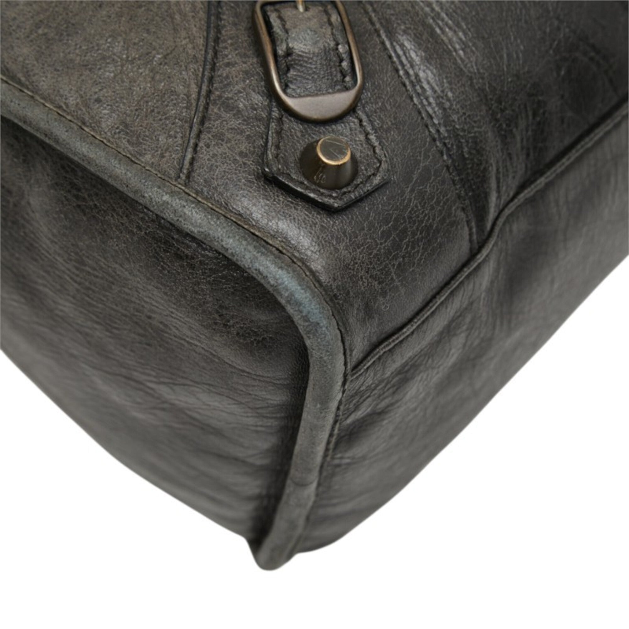 Balenciaga Black Leather Felt Handbag Shoulder Bag (Pre-Owned)