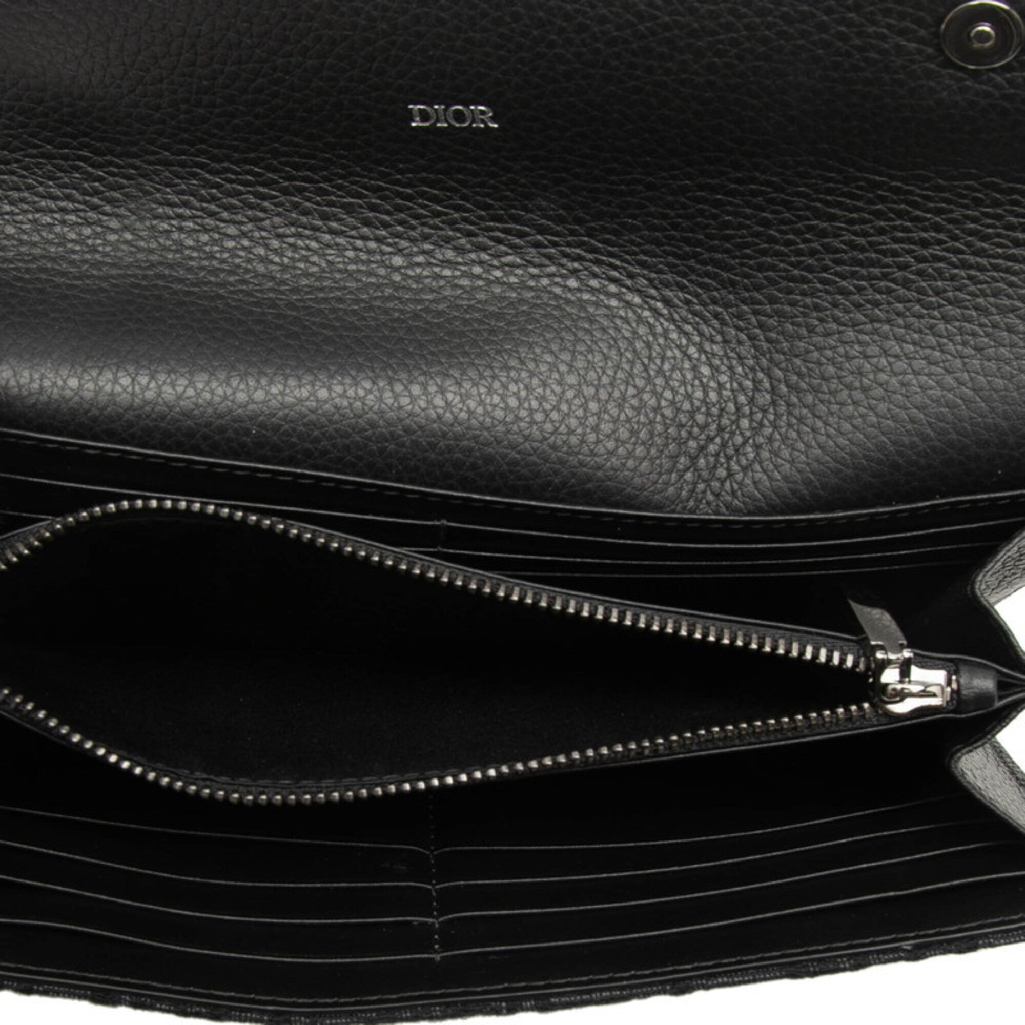 Christian Dior Black Canvas Leather Long Wallet (Bi-Fold) (Pre-Owned)