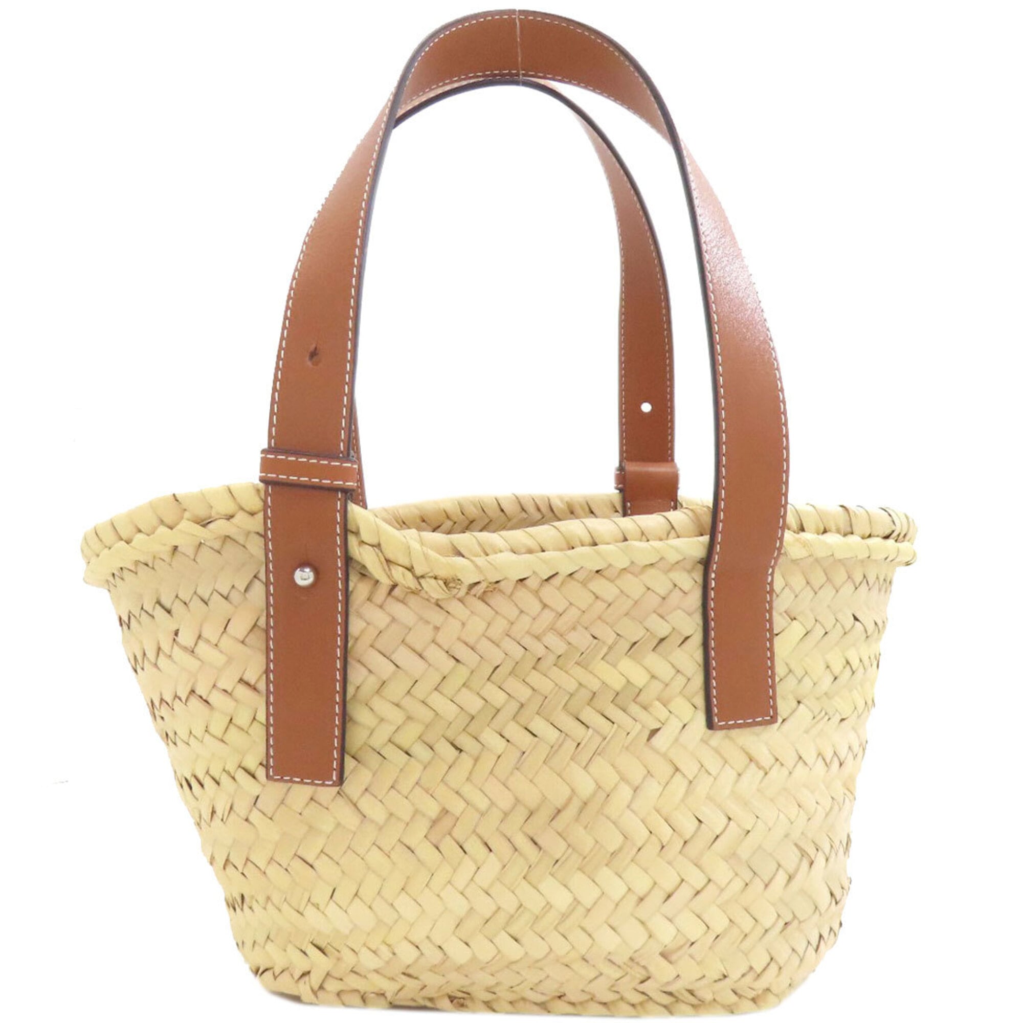 Loewe Beige Brown Raffia Basket Handbag (Pre-Owned)