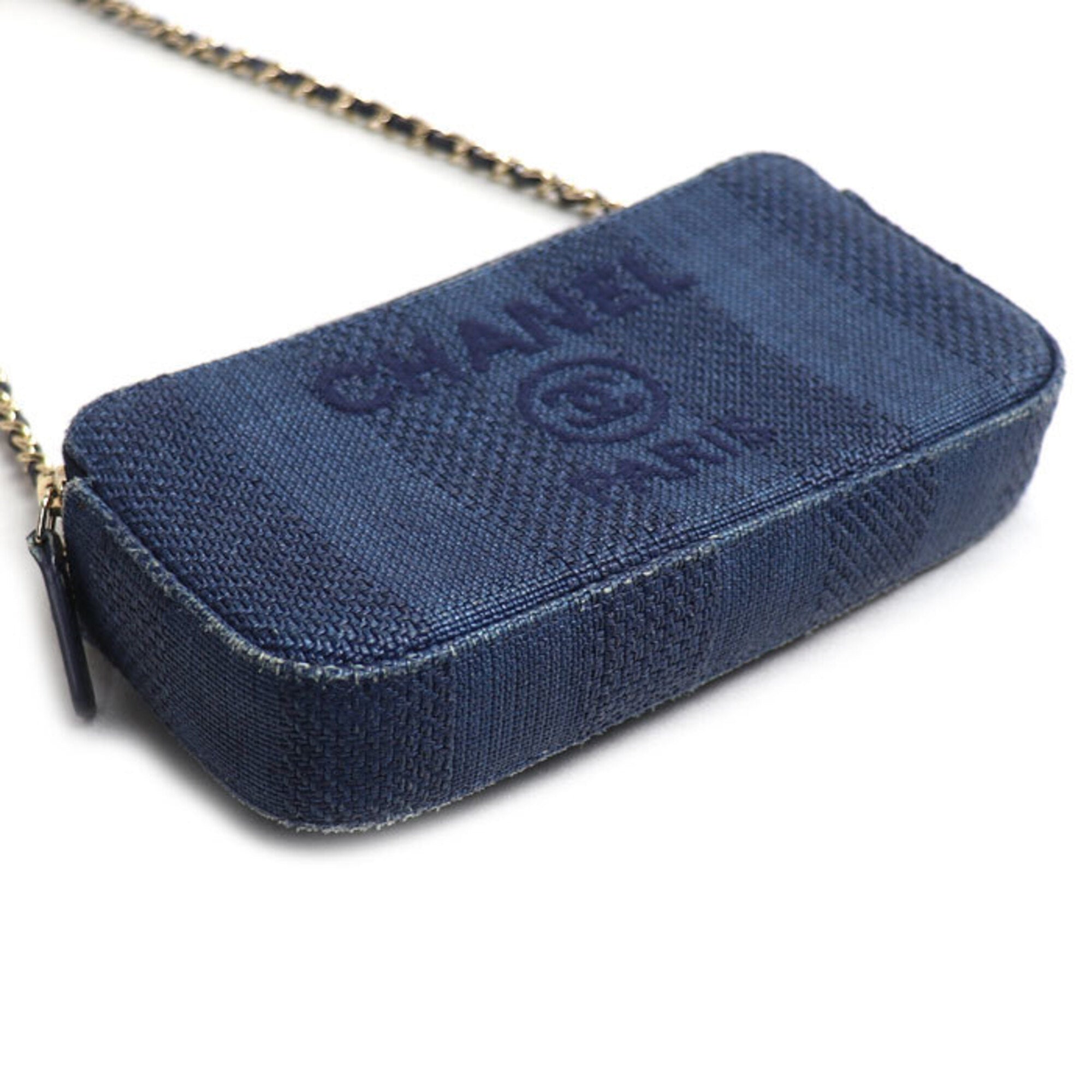Chanel Navy Canvas Leather Shoulder Bag (Pre-Owned)