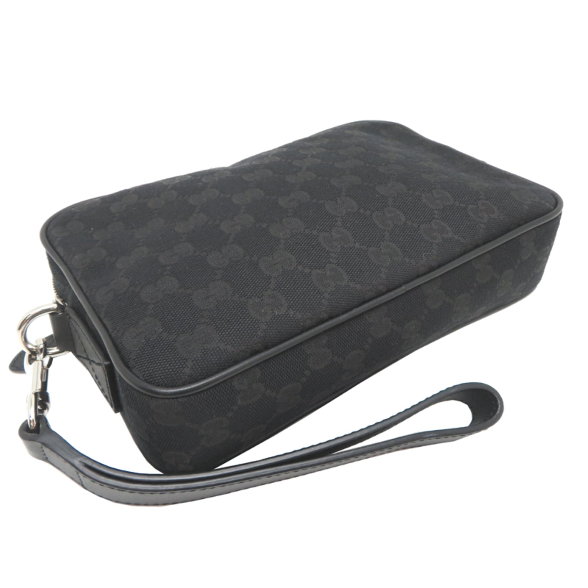 Gucci Black Canvas Leather Clutch Bag (Pre-Owned)