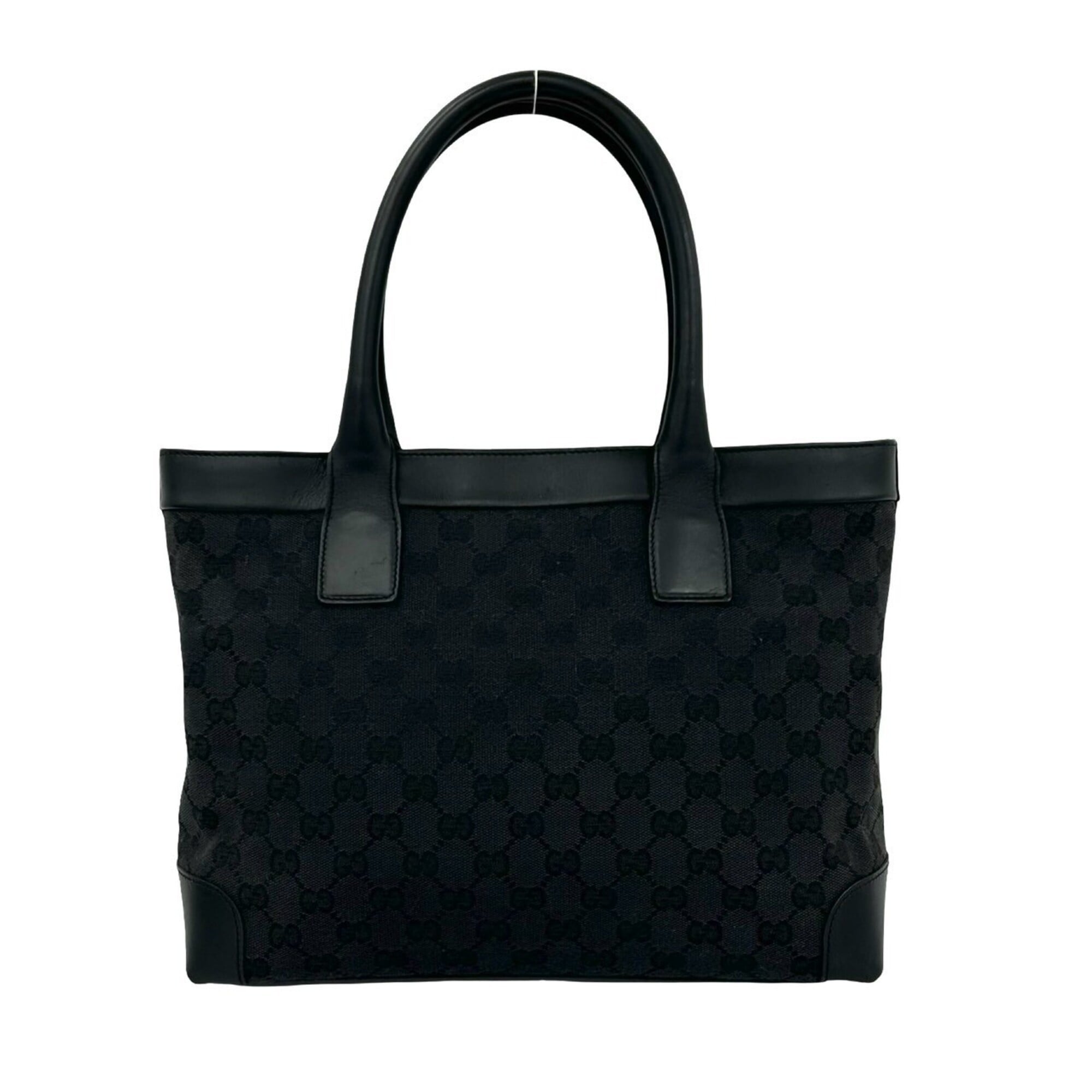 Gucci Black Canvas Leather Handbag Tote Bag (Pre-Owned)