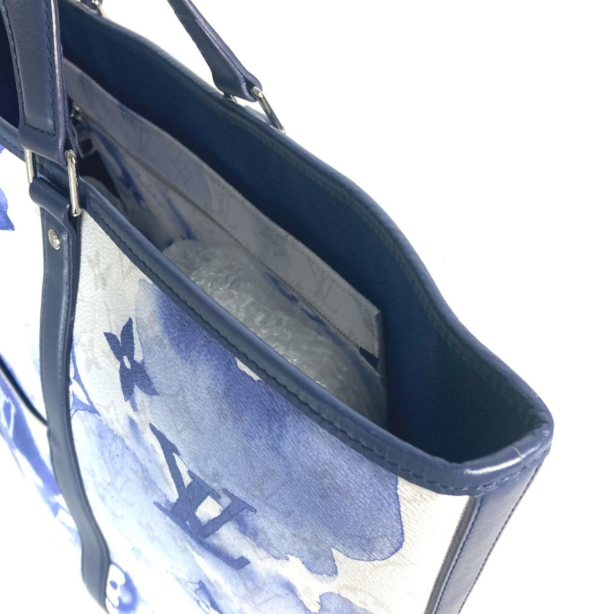 Louis Vuitton Blue White Monogram Shoulder Bag Tote Bag (Pre-Owned)