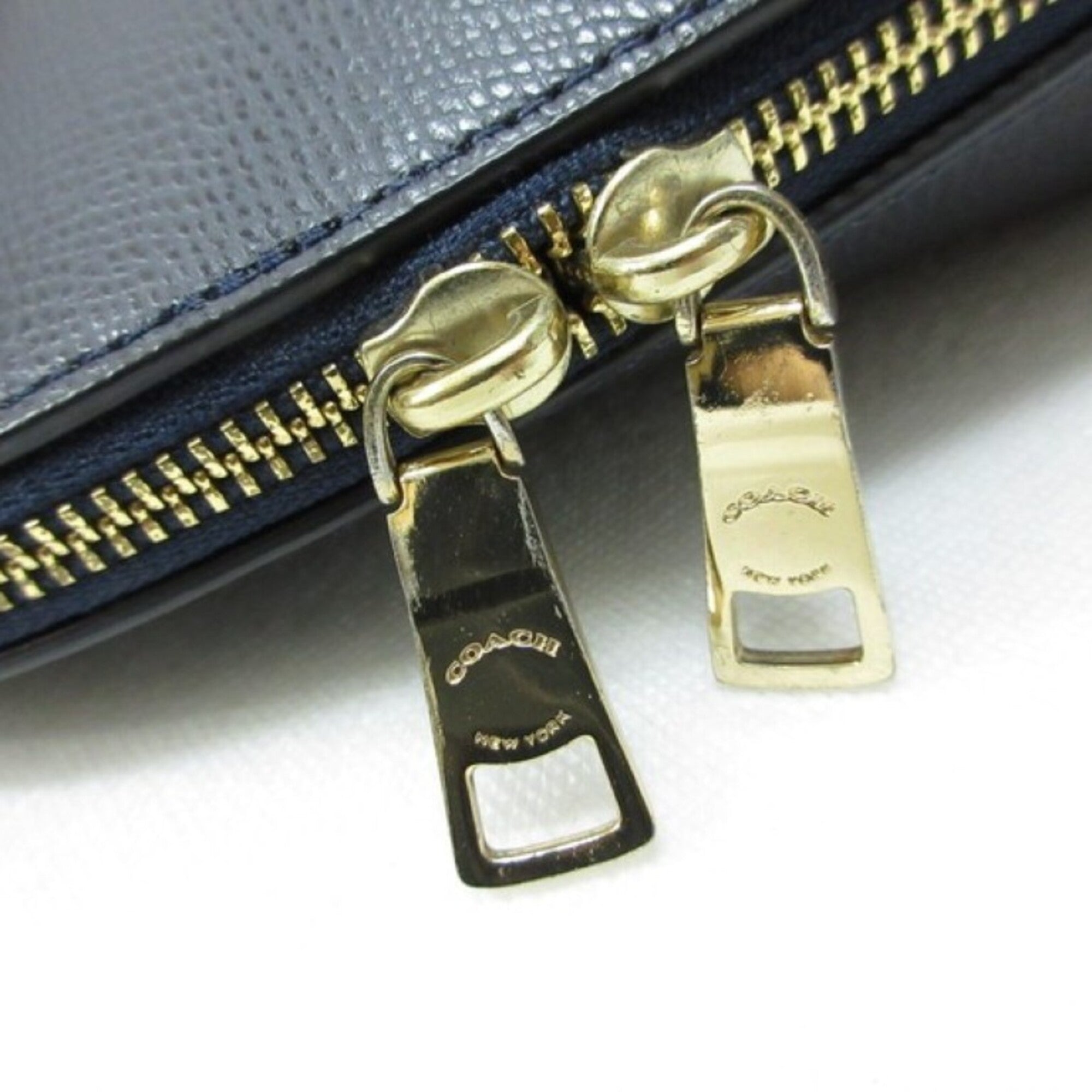 Coach Navy Leather Handbag Shoulder Bag Tote Bag (Pre-Owned)