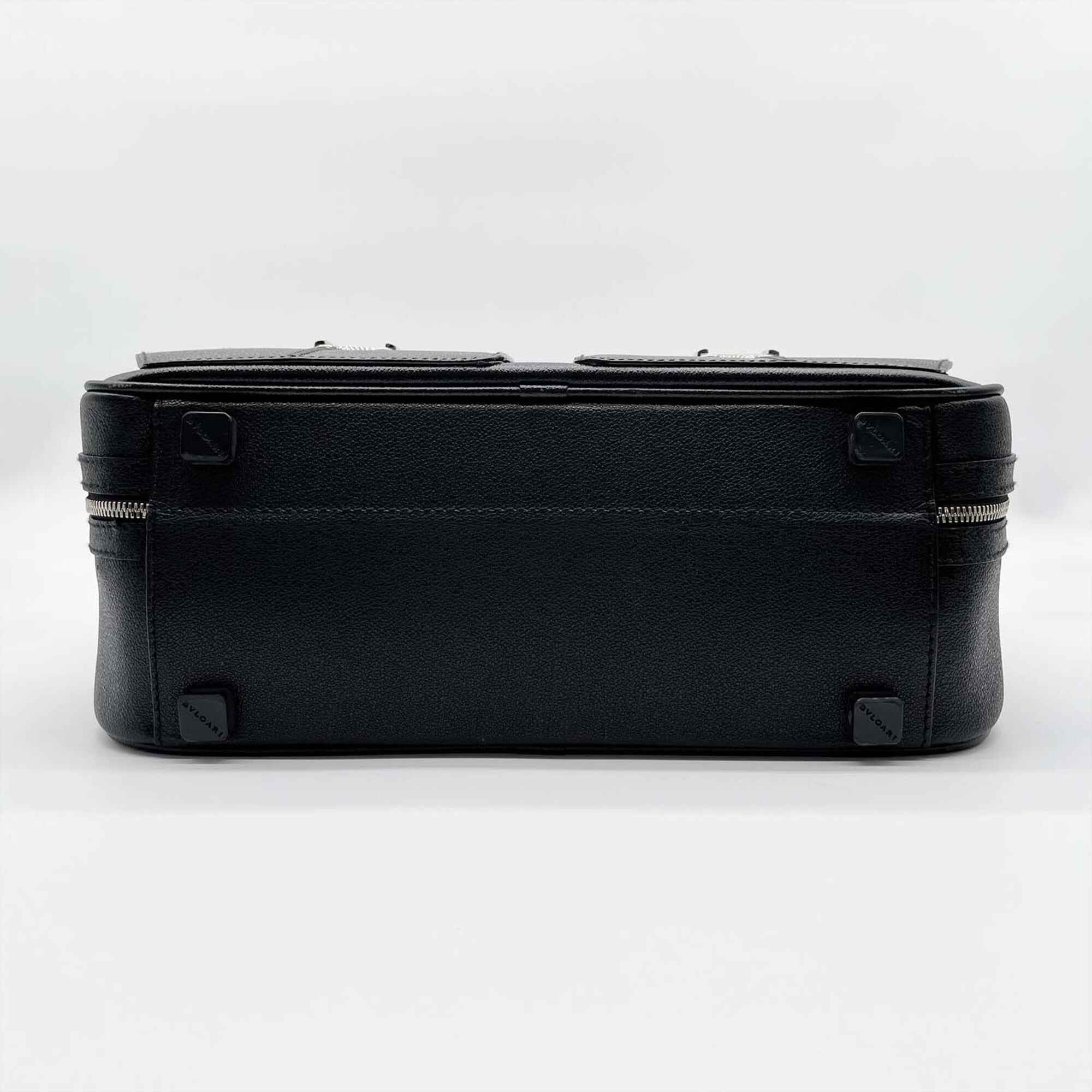 Bvlgari Millerighe Black Leather Metal Boston Bag (Pre-Owned)