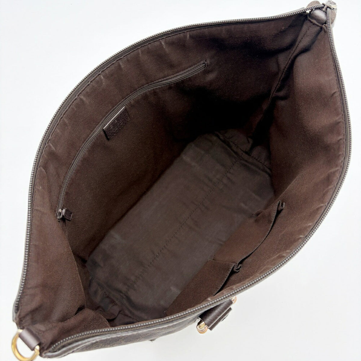 Gucci Dark Brown Canvas Bamboo Leather Tote Bag (Pre-Owned)