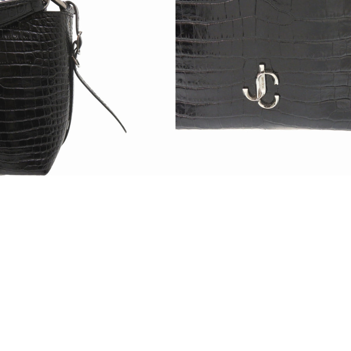 Jimmy Choo Black Leather Metal Handbag Shoulder Bag (Pre-Owned)