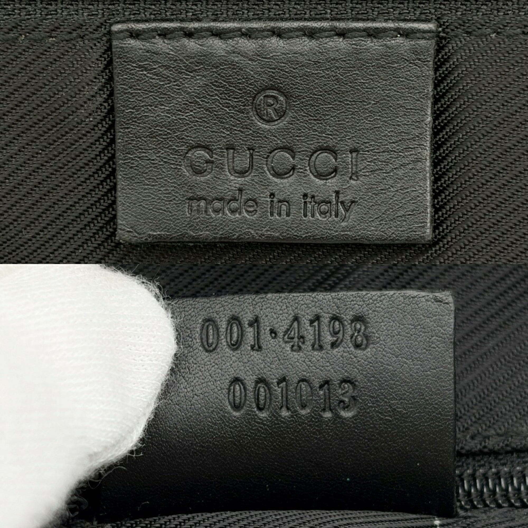 Gucci Black Gg Canvas Leather Shoulder Bag (Pre-Owned)