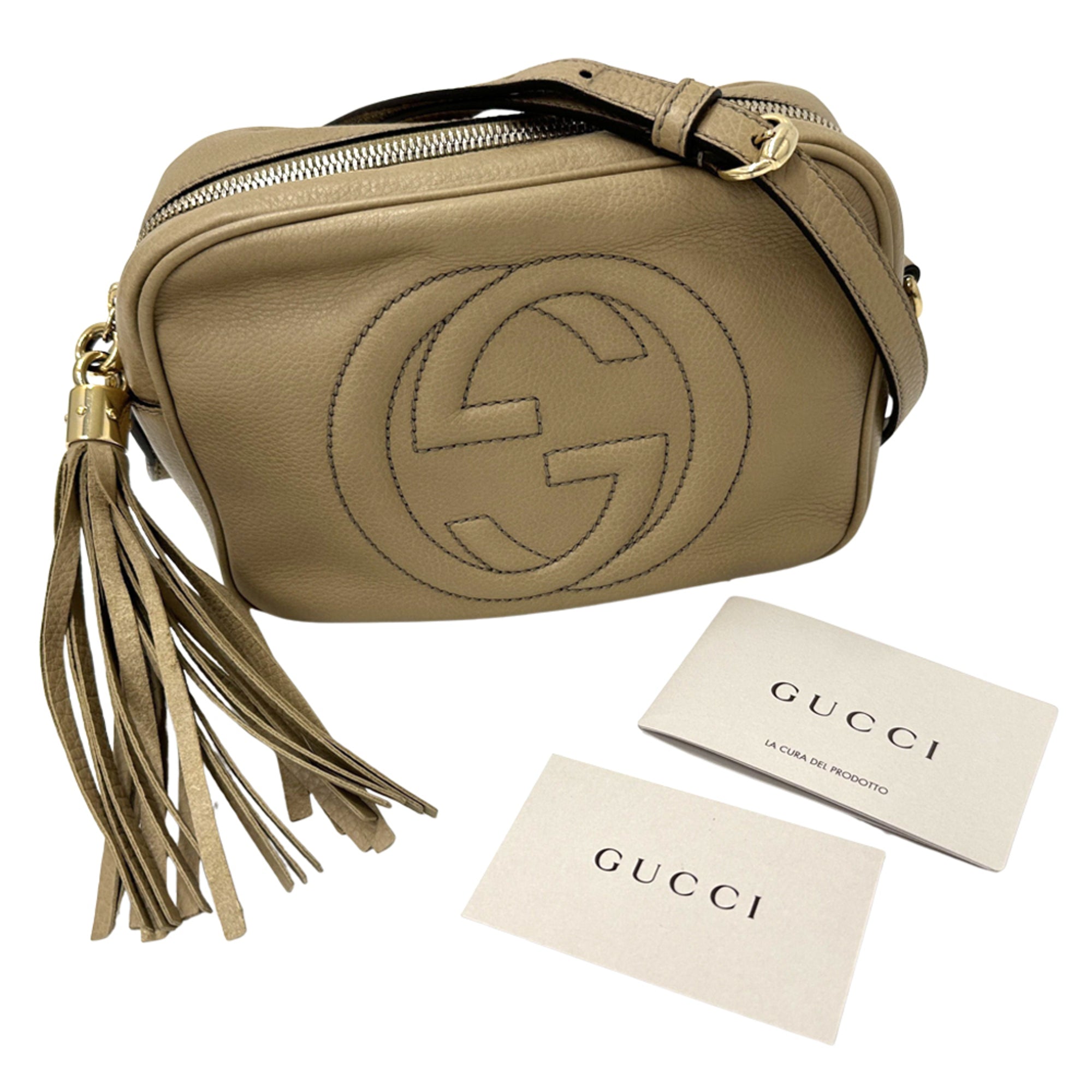 Gucci Beige Leather Handbag Shoulder Bag (Pre-Owned)