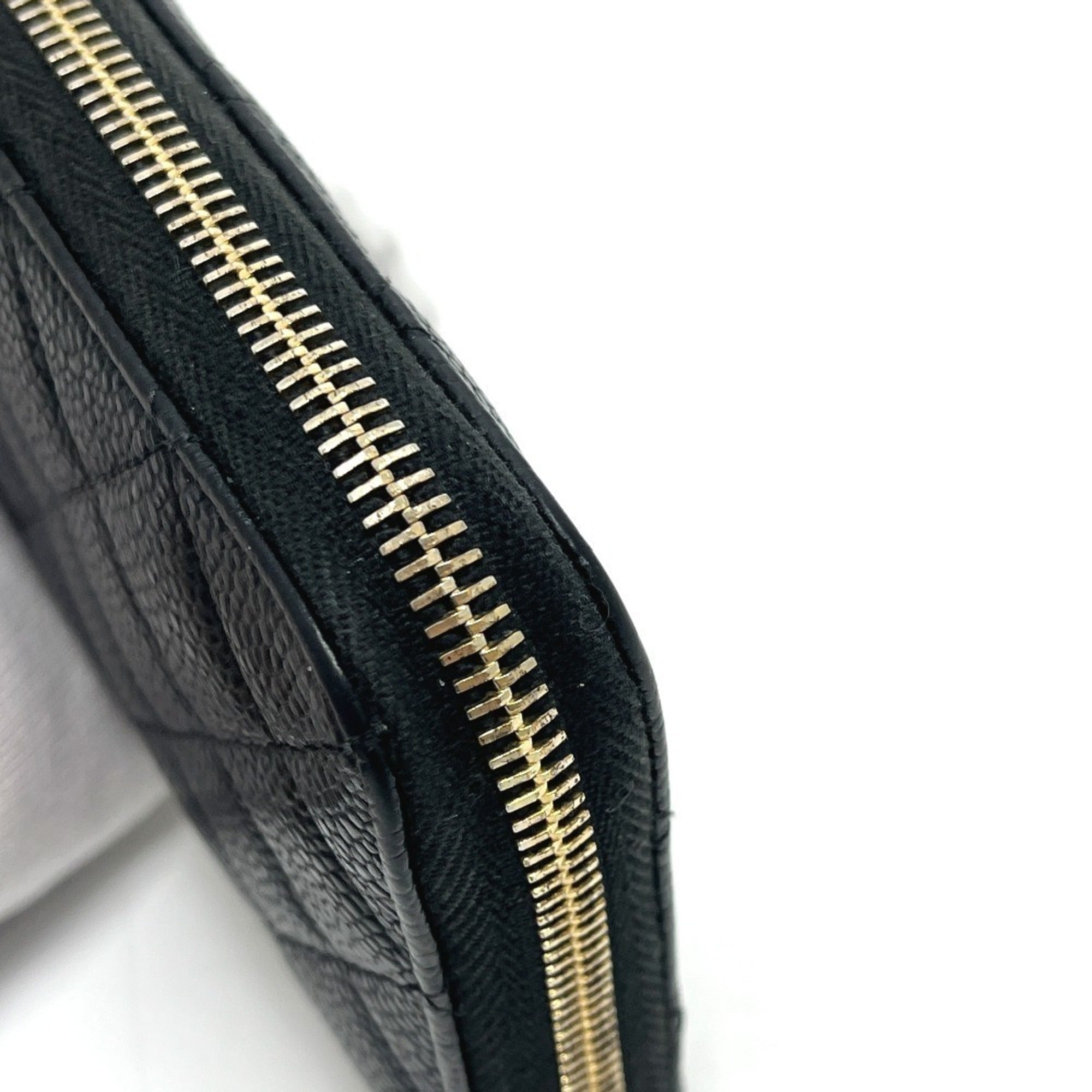 Chanel Black Grained Calfskin Long Wallet (Bi-Fold) (Pre-Owned)