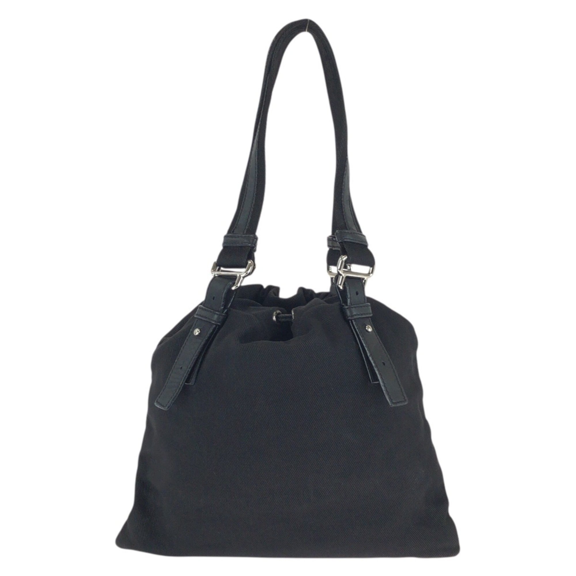 Yves Saint Laurent Black Canvas Leather Shoulder Bag Tote Bag (Pre-Owned)