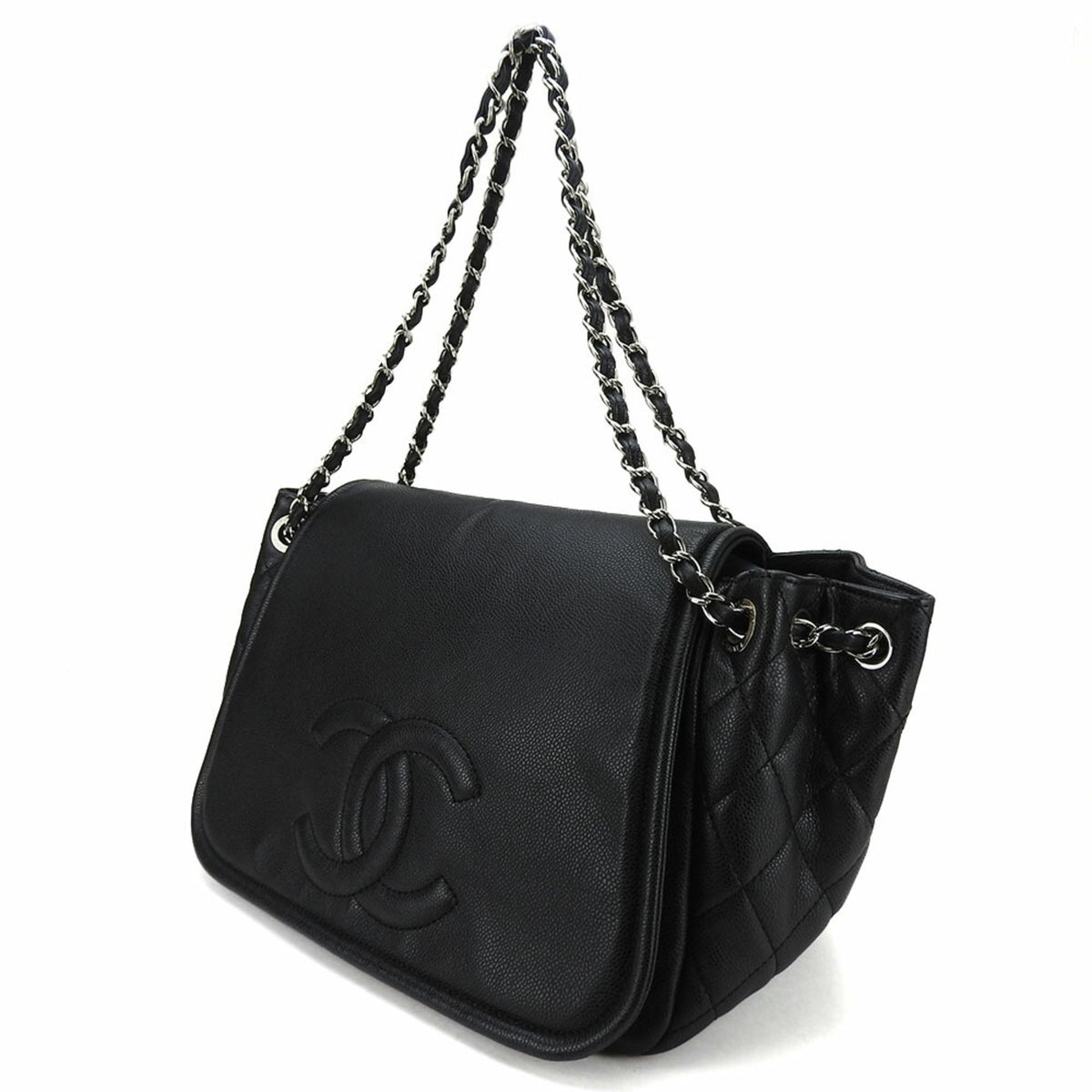 Chanel Black Grained Calfskin Shoulder Bag (Pre-Owned)
