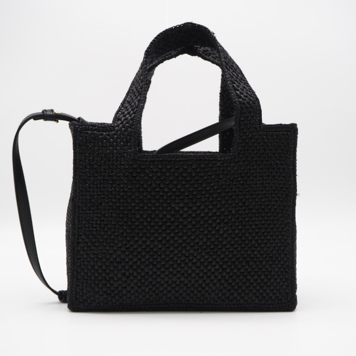 Loewe Black White Raffia Leather Handbag (Pre-Owned)