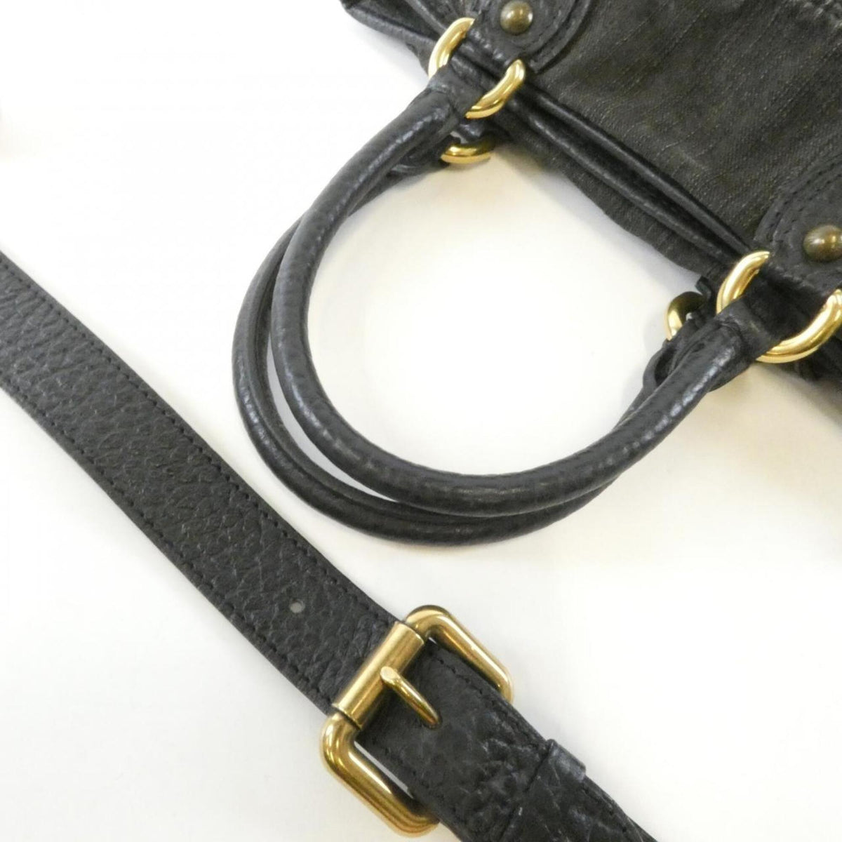 Louis Vuitton Black Denim Canvas Handbag (Pre-Owned)
