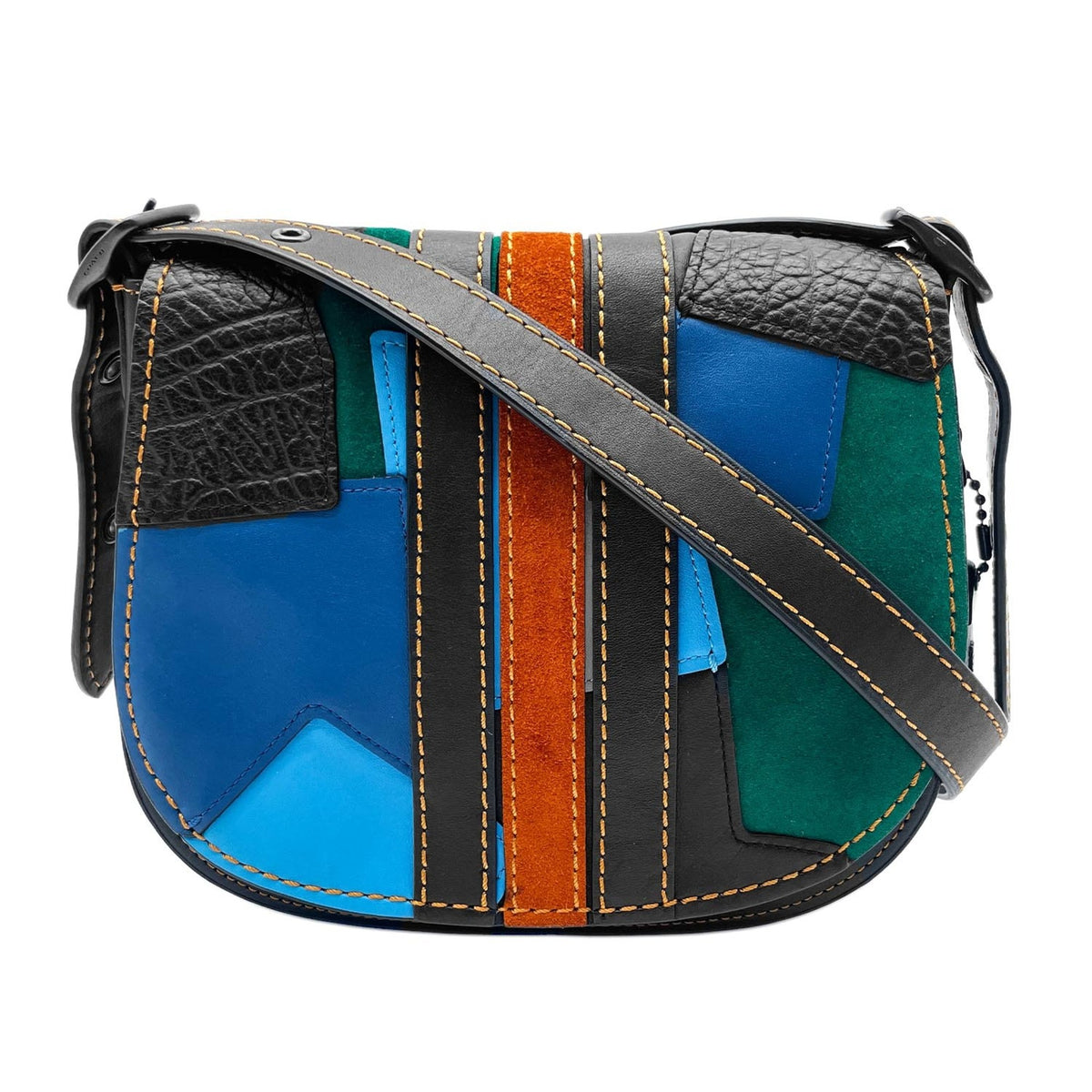 Coach Black Blue Brown Leather Shoulder Bag (Pre-Owned)