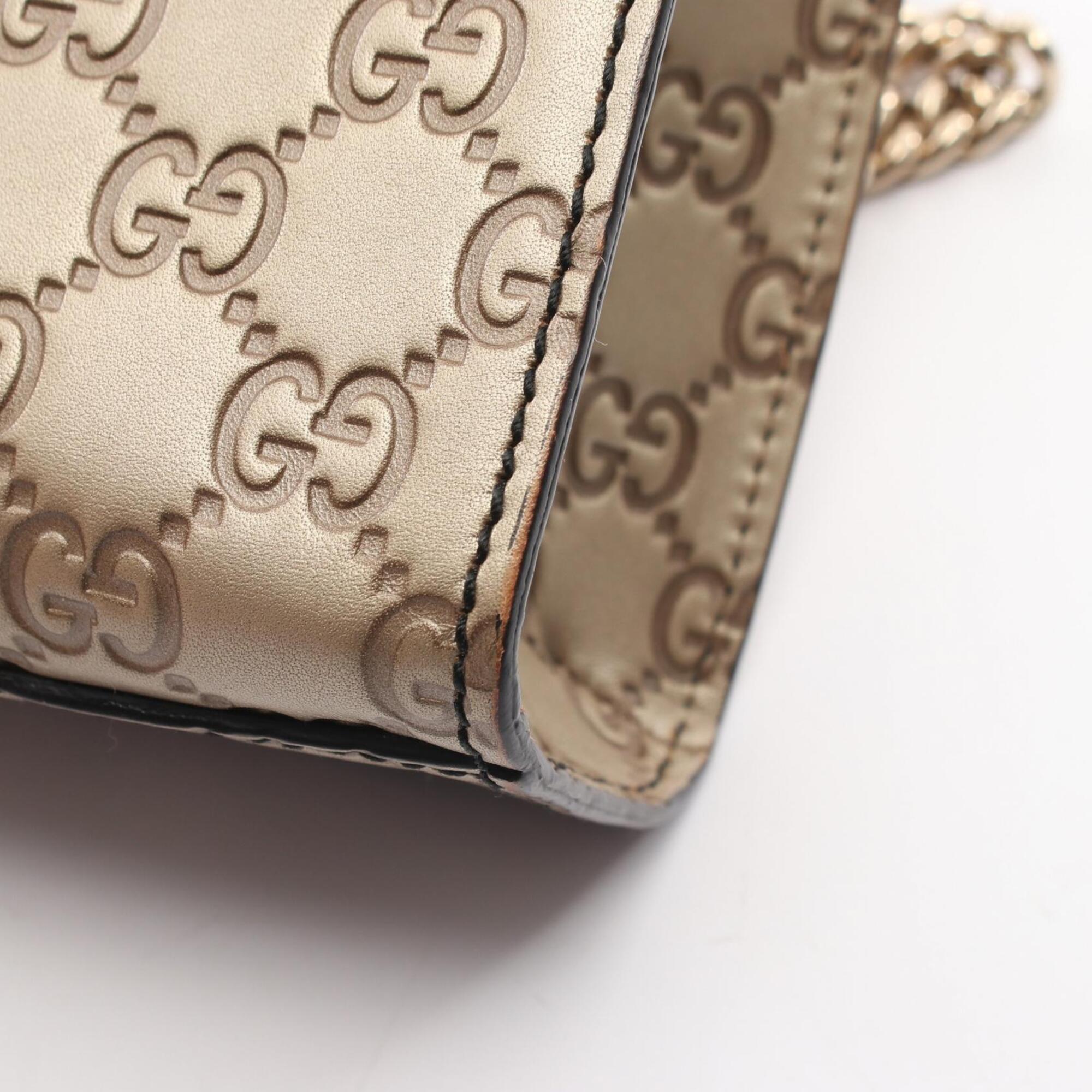 Gucci Horsebit Gold Leather Handbag Shoulder Bag (Pre-Owned)