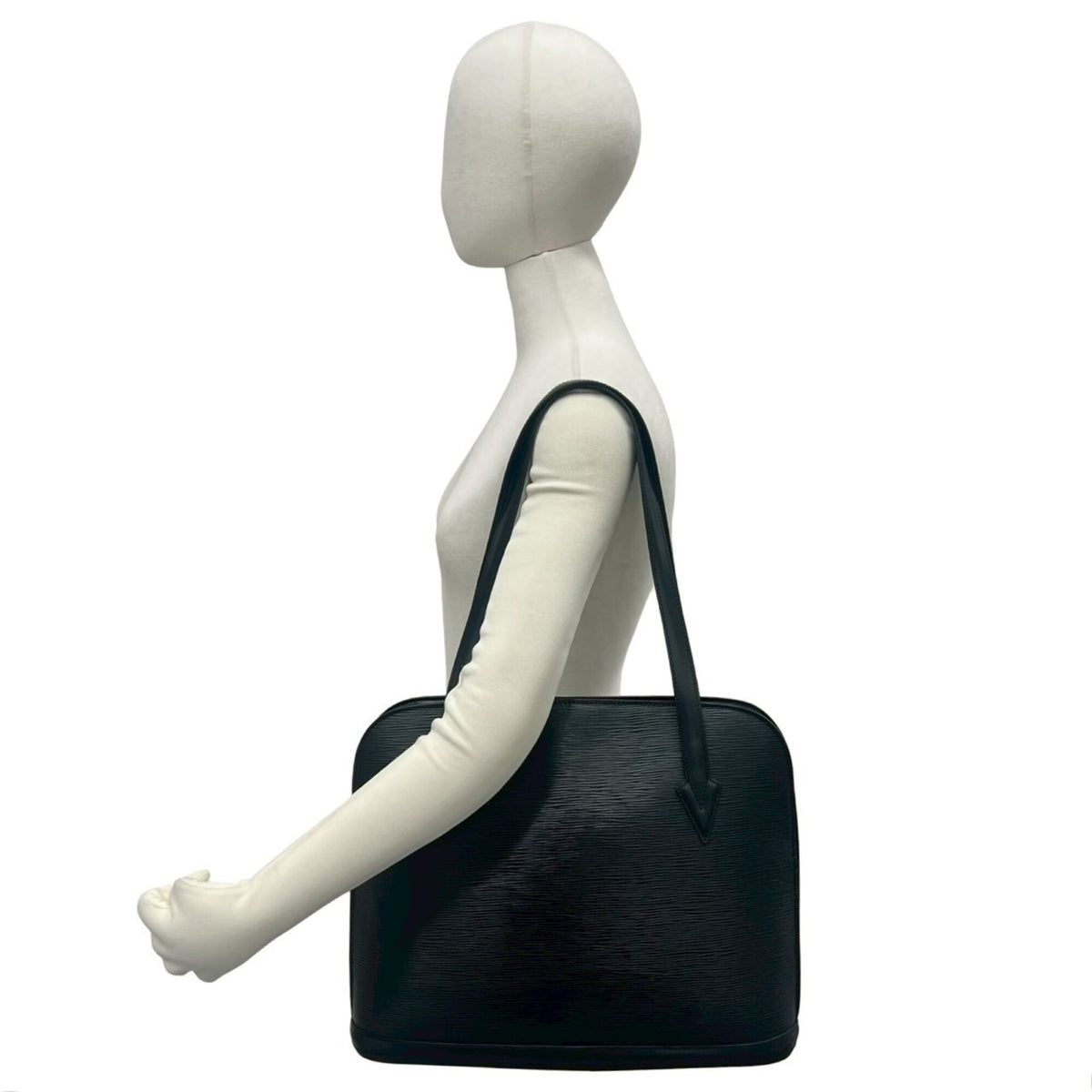 Louis Vuitton Black Leather Shoulder Bag Tote Bag (Pre-Owned)