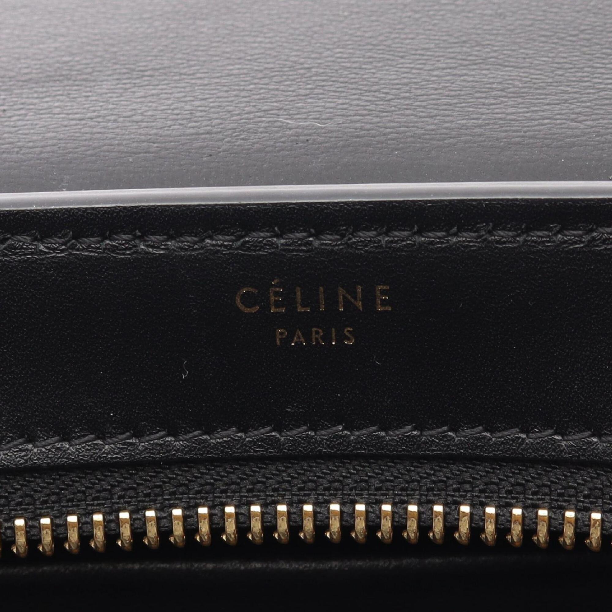 Celine Black Blue Ivory Leather Suede Handbag (Pre-Owned)