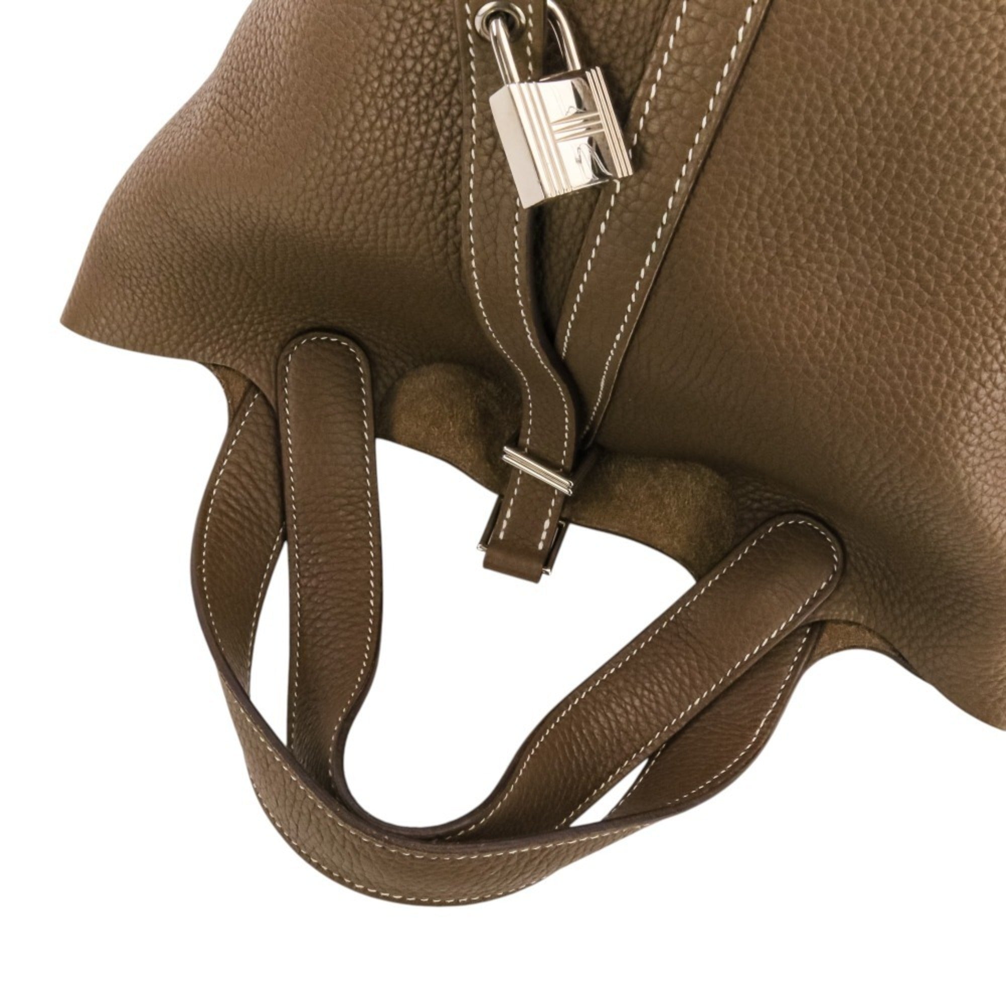 Hermes Etoupe Gray Taurillon Clemence Leather Handbag Tote Bag (Pre-Owned)