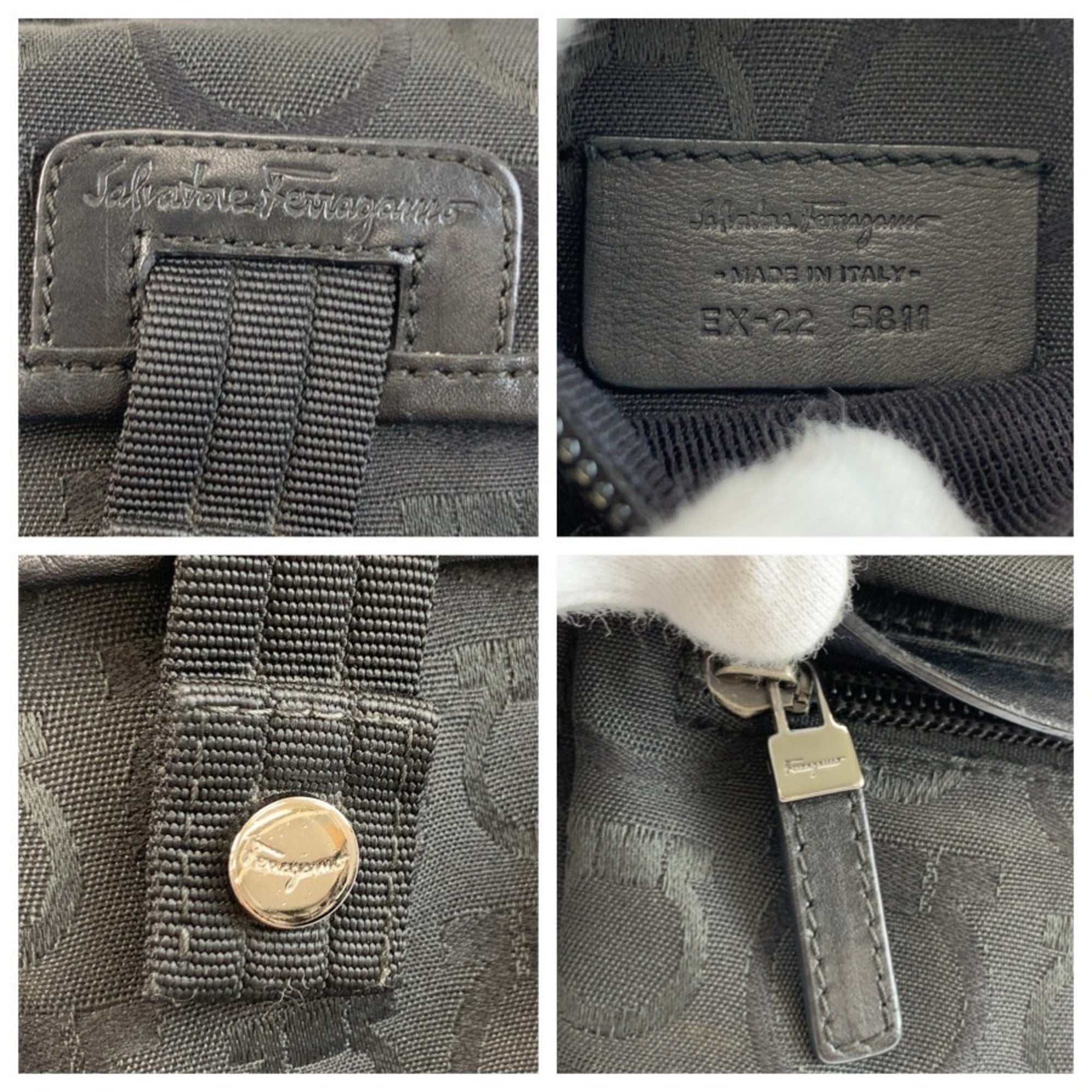 Salvatore Ferragamo Black Canvas Sling Bag (Pre-Owned)