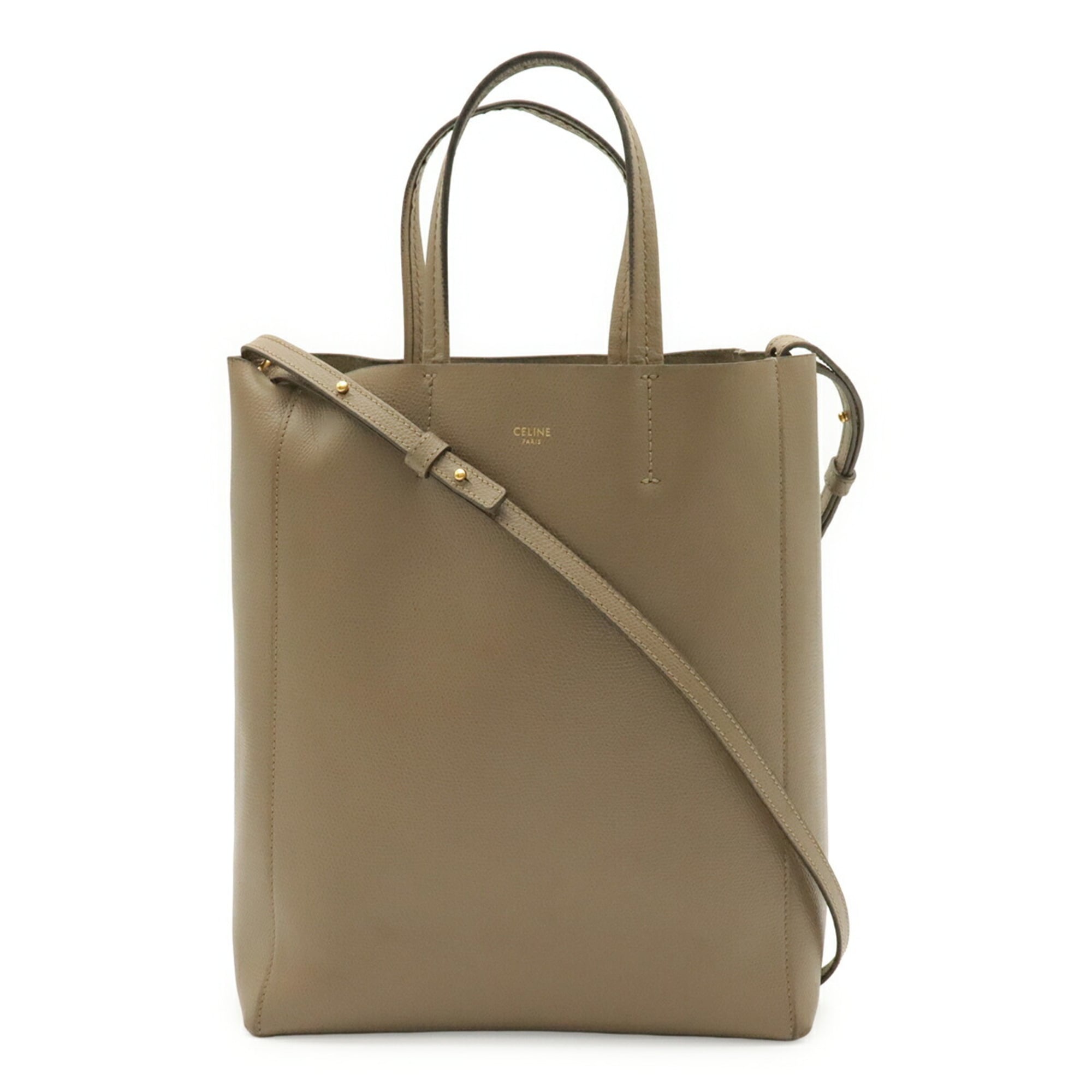 Celine Grayish Leather Handbag Shoulder Bag Tote Bag (Pre-Owned)
